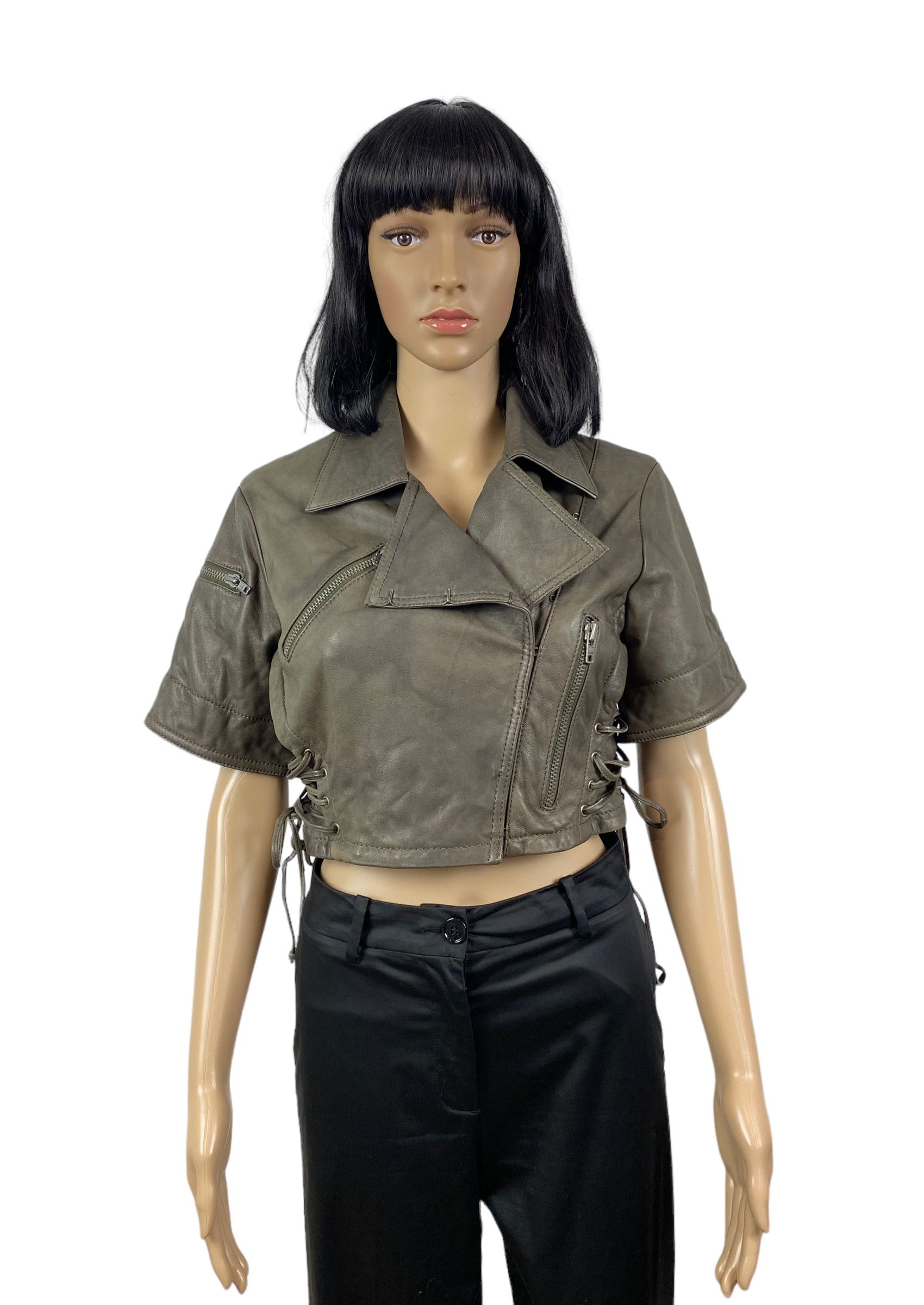 Allsaints all saints leather jacket short sleeve womens size us 10 Size L / US 10 / IT 46 - 3 Thumbnail