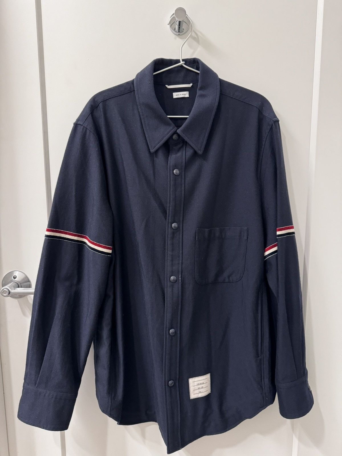 image of Thom Browne Nylon Armband Shirt Jacket in Dark Ink, Men's (Size Large)