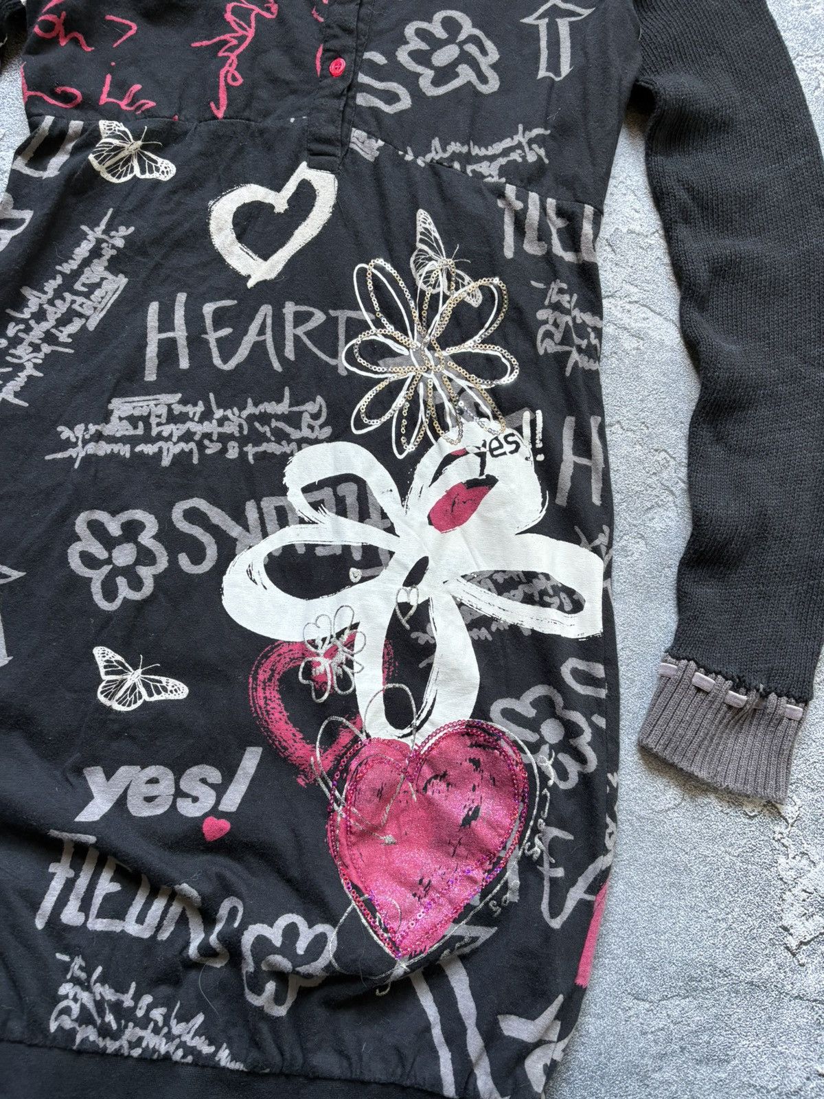 Jean Paul Gaultier Vintage Desigual JPG Vibe Y2K Hearts Graffiti Print Dress Size S / US 4 / IT 40 - 6 Thumbnail
