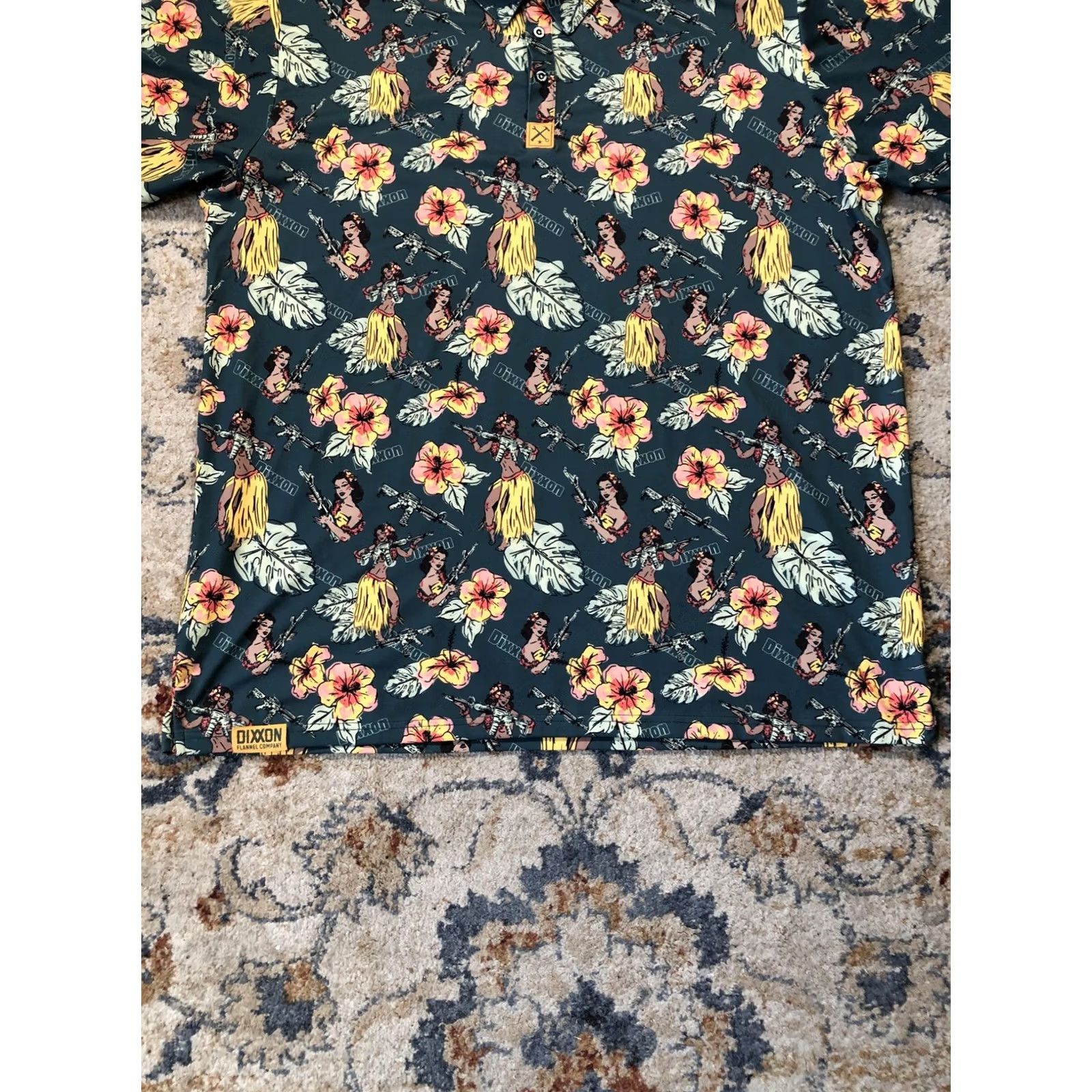 Vintage Dixxon Polo Shirt Mens 3XL Green Floral D-Sport Performance Hawaiian Aloha Short Sleeve Collared Size US XXL / EU 58 / 5 - 5 Thumbnail