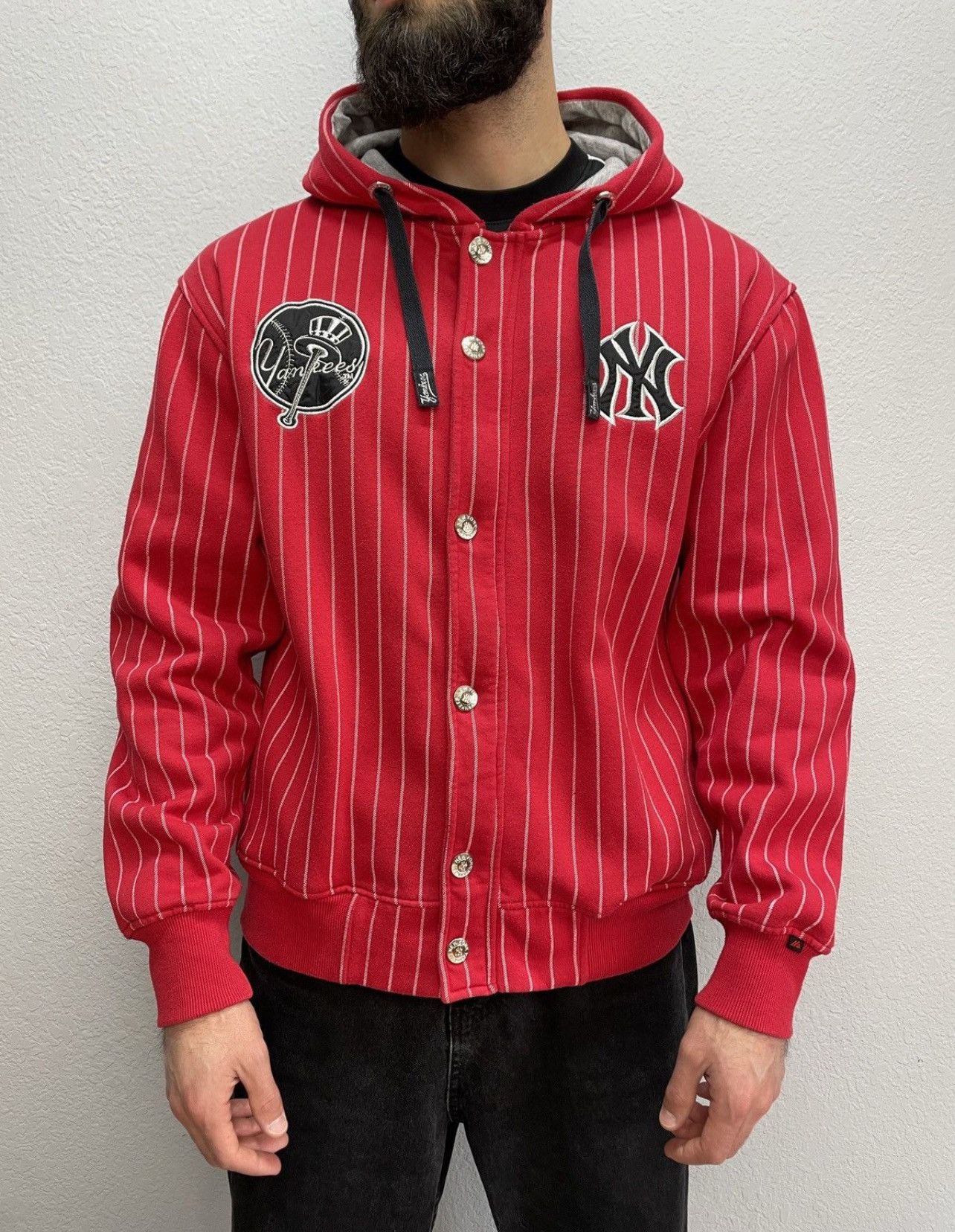 New York Yankees Red 00s Yankees Zip Hoodie w/ Rhinestone Buttons New York Size US XL / EU 56 / 4 - 2 Thumbnail
