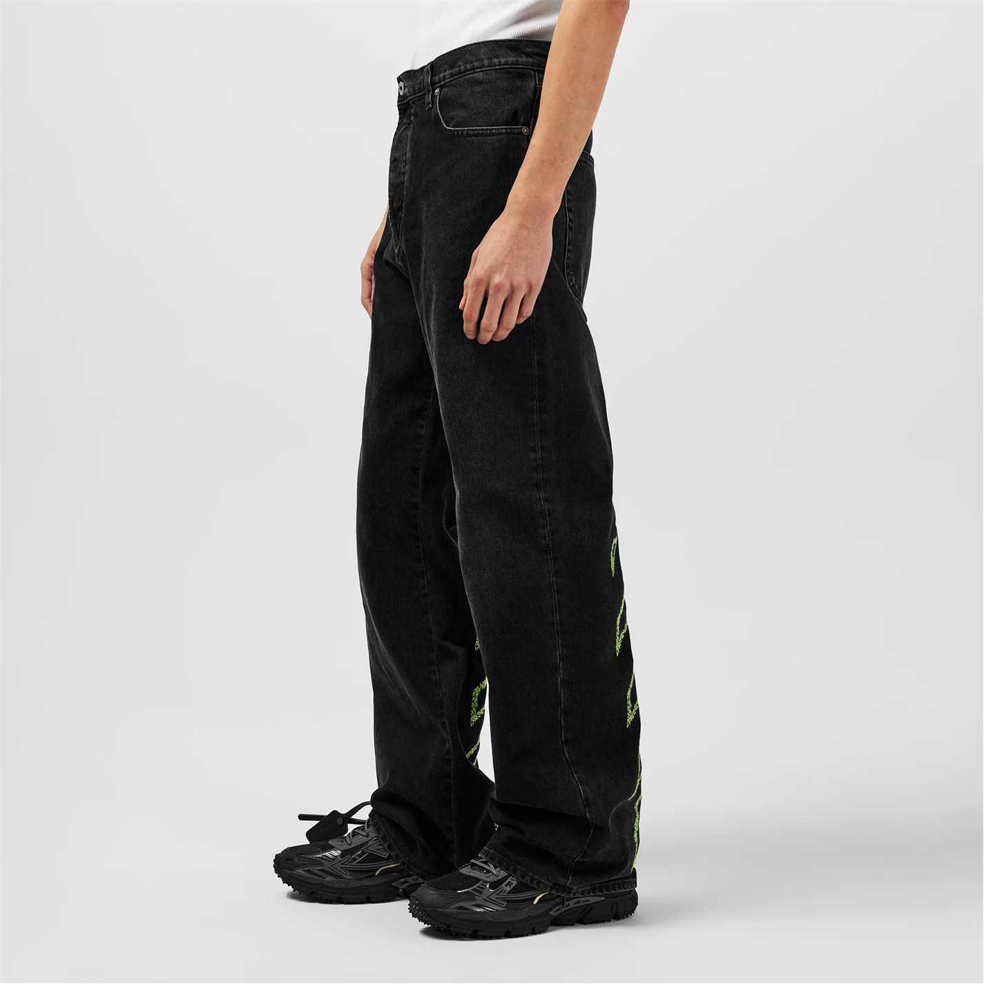 Off-White o1g2r1mq0326 Diag Relax Straight Leg Jeans in Black Size US 28 / EU 44 - 6 Thumbnail