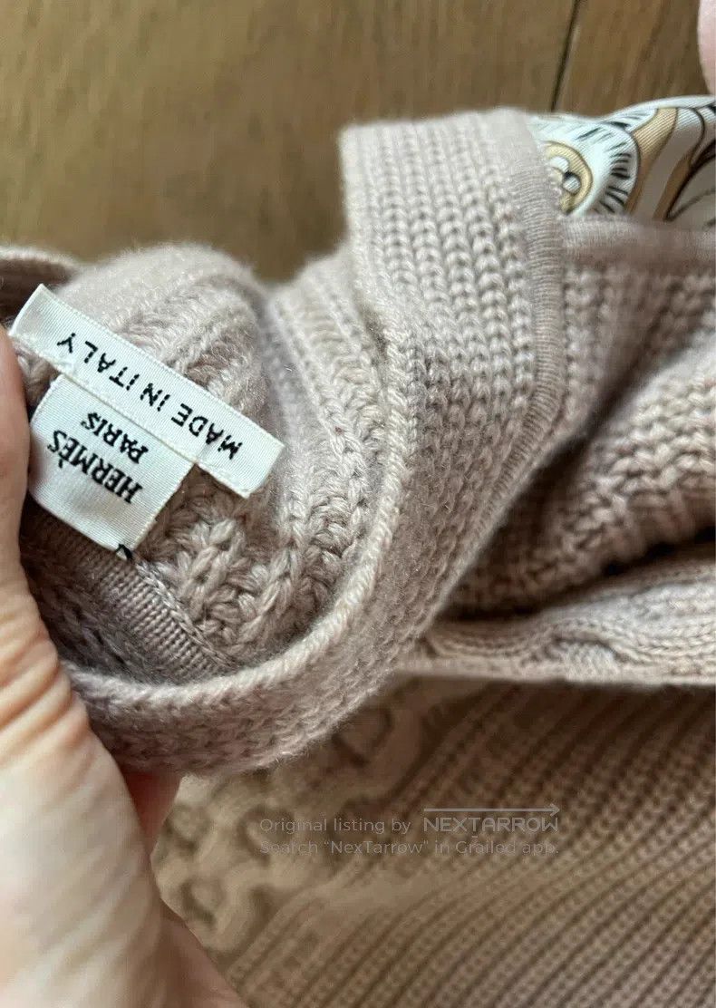 Hermes Hermes Milk tea color knit floral cardigan jacket Size XS / US 0-2 / IT 36-38 - 7 Thumbnail