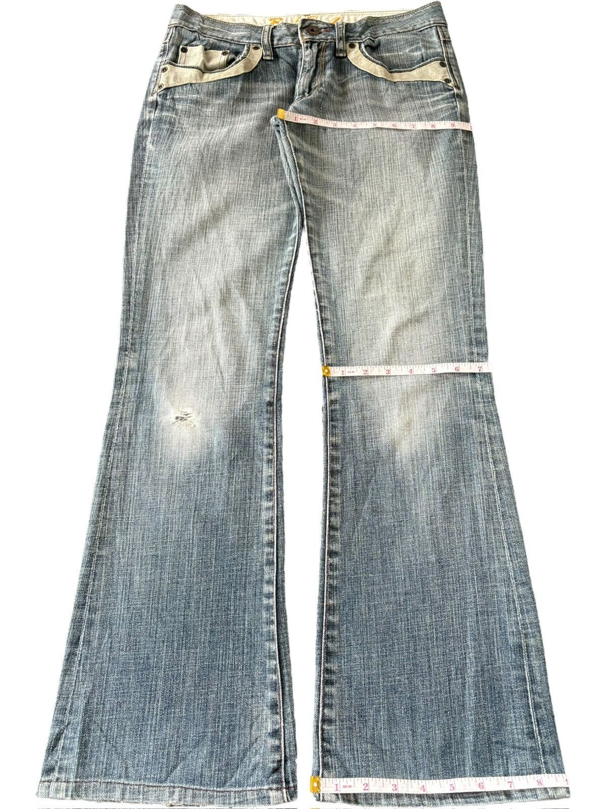 Diesel Vintage Japanese Brand Faded Distress Low Rise Flare Jeans Size 30" / US 8 / IT 44 - 8 Thumbnail