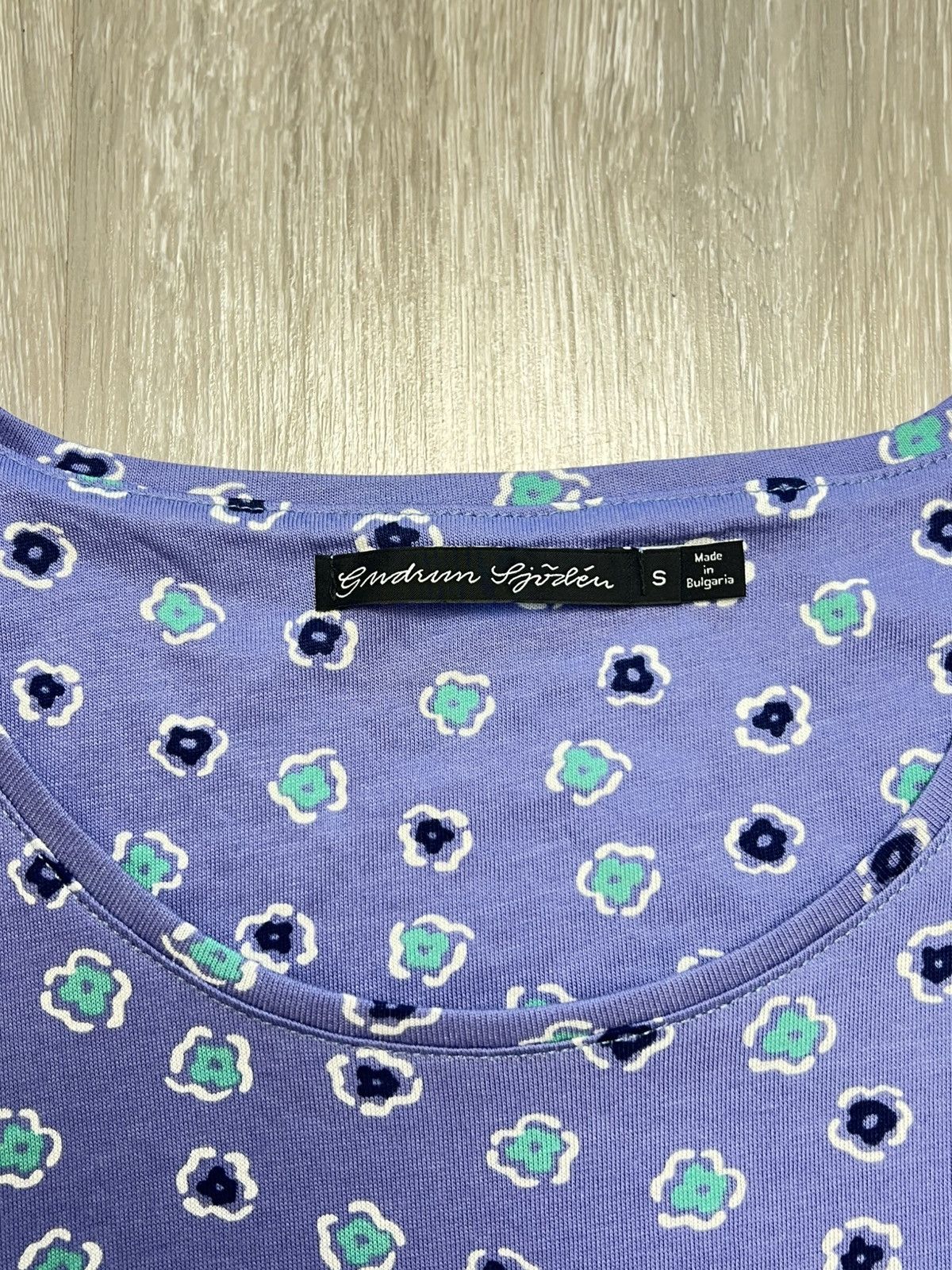 Gudrun Sjoden Gudrun Sjoden Small Lagenlook T Shirt Cotton Blue Floral Size S / US 4 / IT 40 - 2 Thumbnail