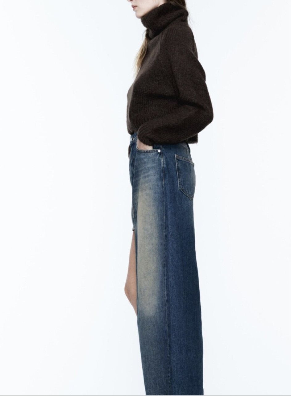 Zara ZARA 1975 ASYMMETRIC DENIM SKIRT BNWT BLUE S Size 27" / US 4 / IT 40 - 5 Thumbnail