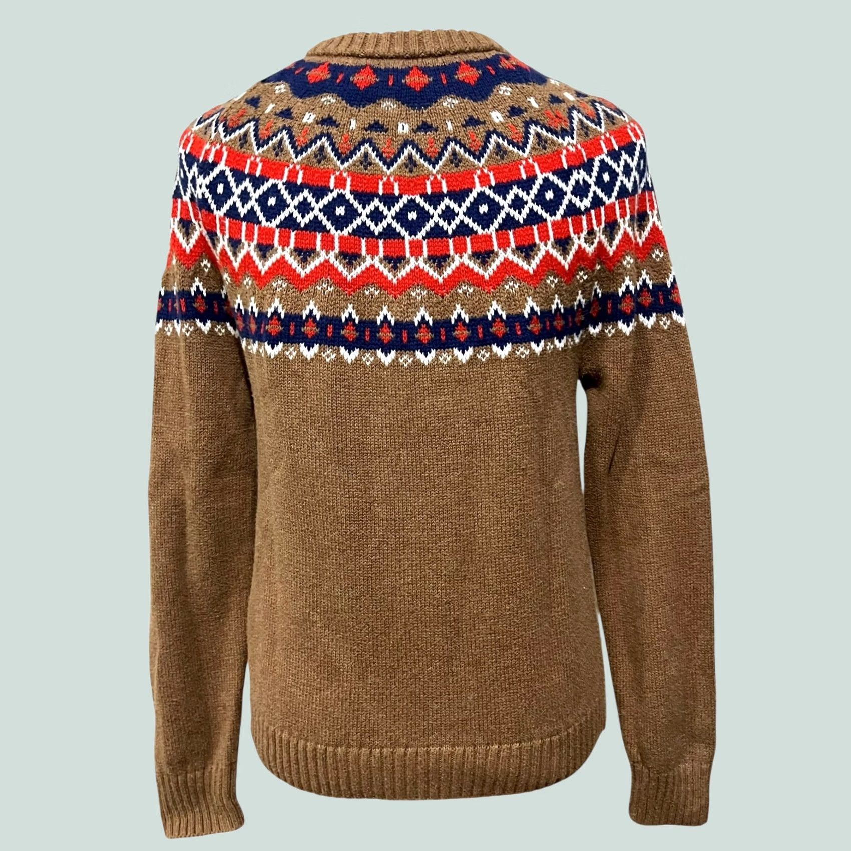 J.Crew VINTAGE J.Crew Sweater Crewneck Cotton Fair Isle Tan Womens Small Crew Neck Sweater, 100% Cotton, Long Sleeve, Casual Size S / US 4 / IT 40 - 1 Thumbnail