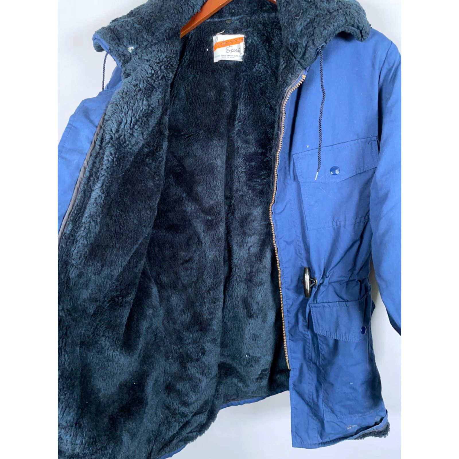 Vintage VINTAGE 80s Parka Coat Mens 38 Dark Blue Zip Up Sherpa Lined Ideal Zipper USA Made Jacket/Coat Size US XXS / EU 40 - 4 Thumbnail