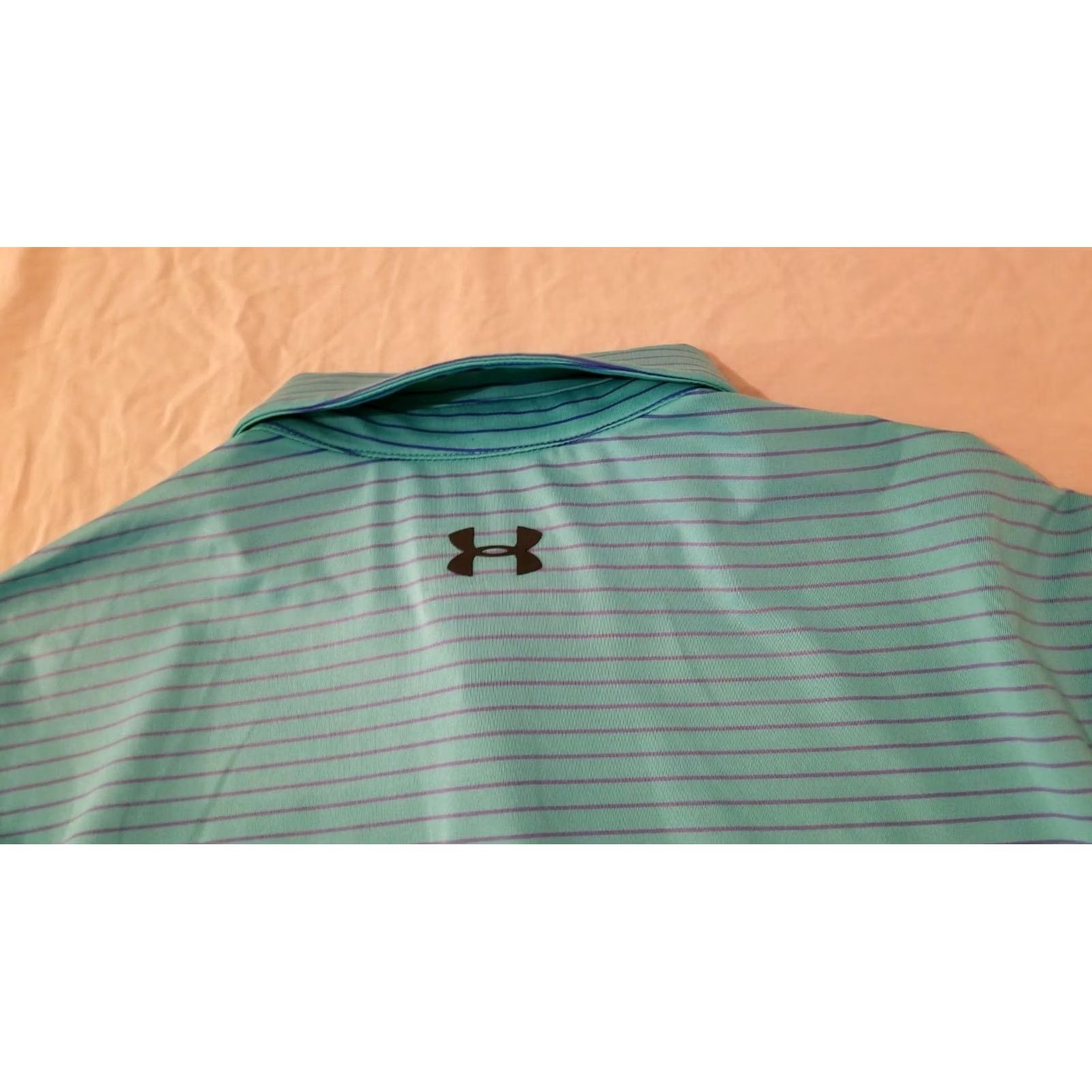 Under Armour Mens Under Armour Polo Shirt L Large Green Stripes Athletic Golf Size US L / EU 52-54 / 3 - 3 Thumbnail