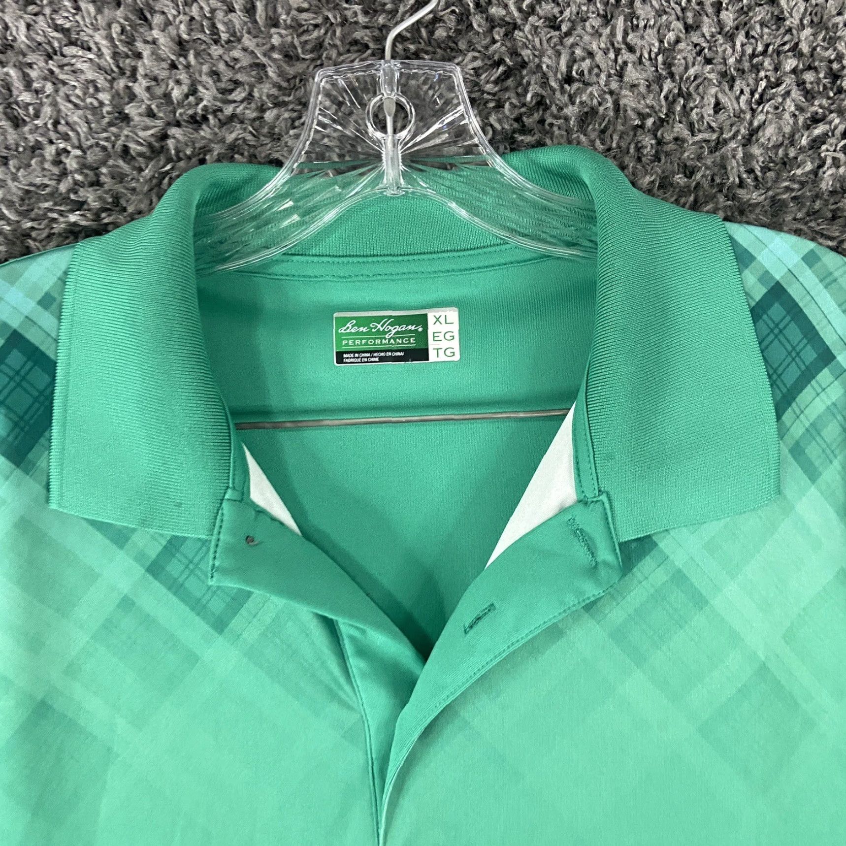 Hogan BEN HOGAN Performance Polo Shirt Plaid Green Men’s XL Size US XL / EU 56 / 4 - 6 Thumbnail