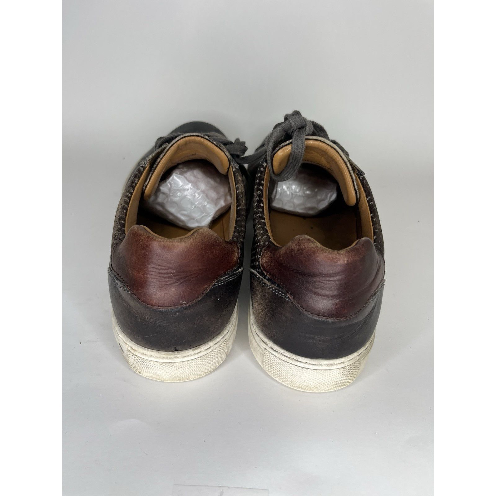 Magnanni Magnanni Brown Leather Lace Up Casual Low Top Sneakers Shoes Size US 12 / EU 45 - 12 Thumbnail