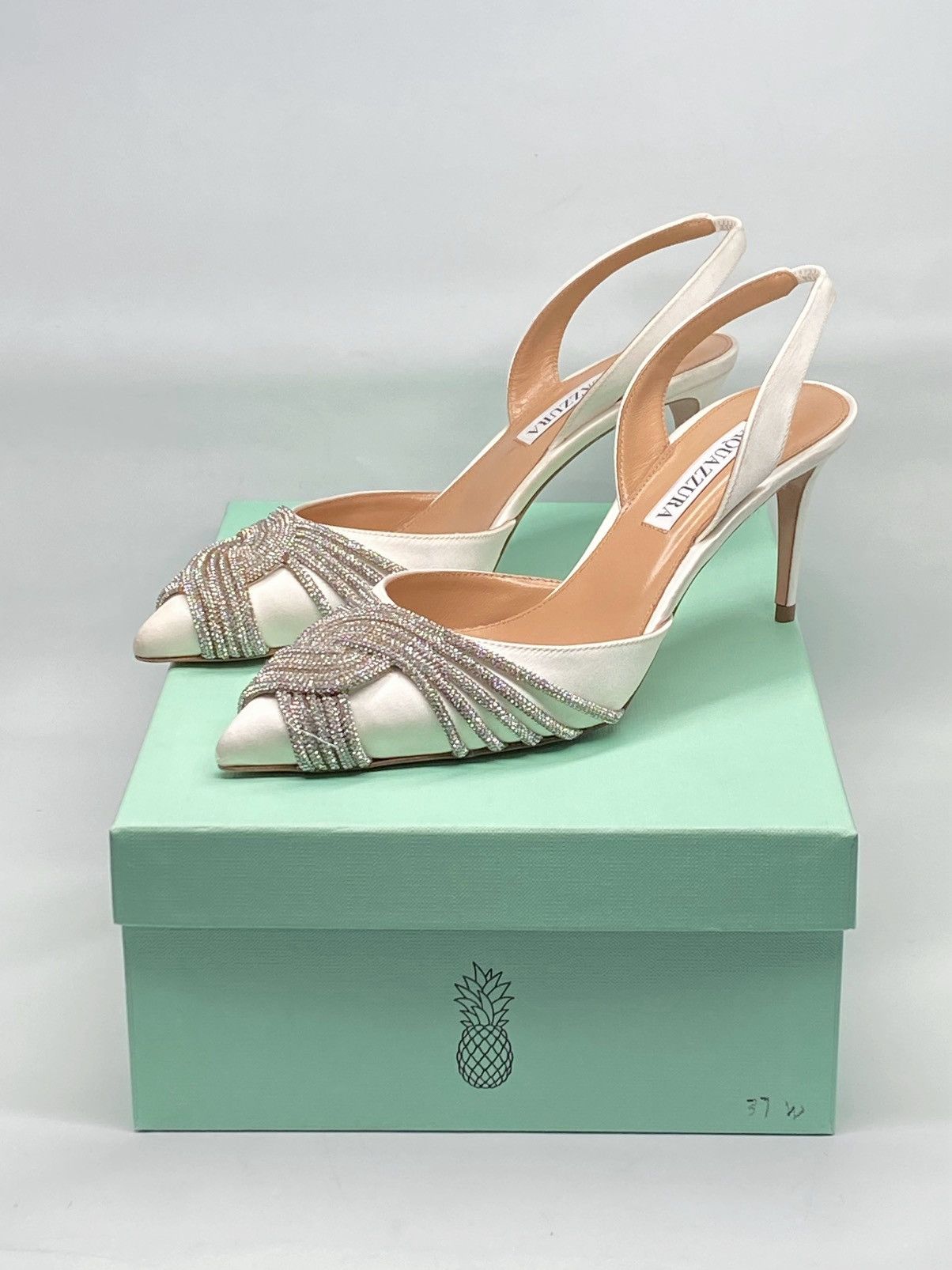 Aquazzura Aquazzura Gatsby 75 Crystal-Embellished Satin Pumps size 37 Size US 7 / IT 37 - 14 Thumbnail
