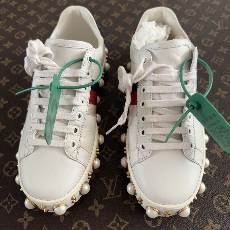 Gucci Gucci Ace Pearl Low-Top Sneakers for Women - Size US 8 / IT 38 - 2 Thumbnail