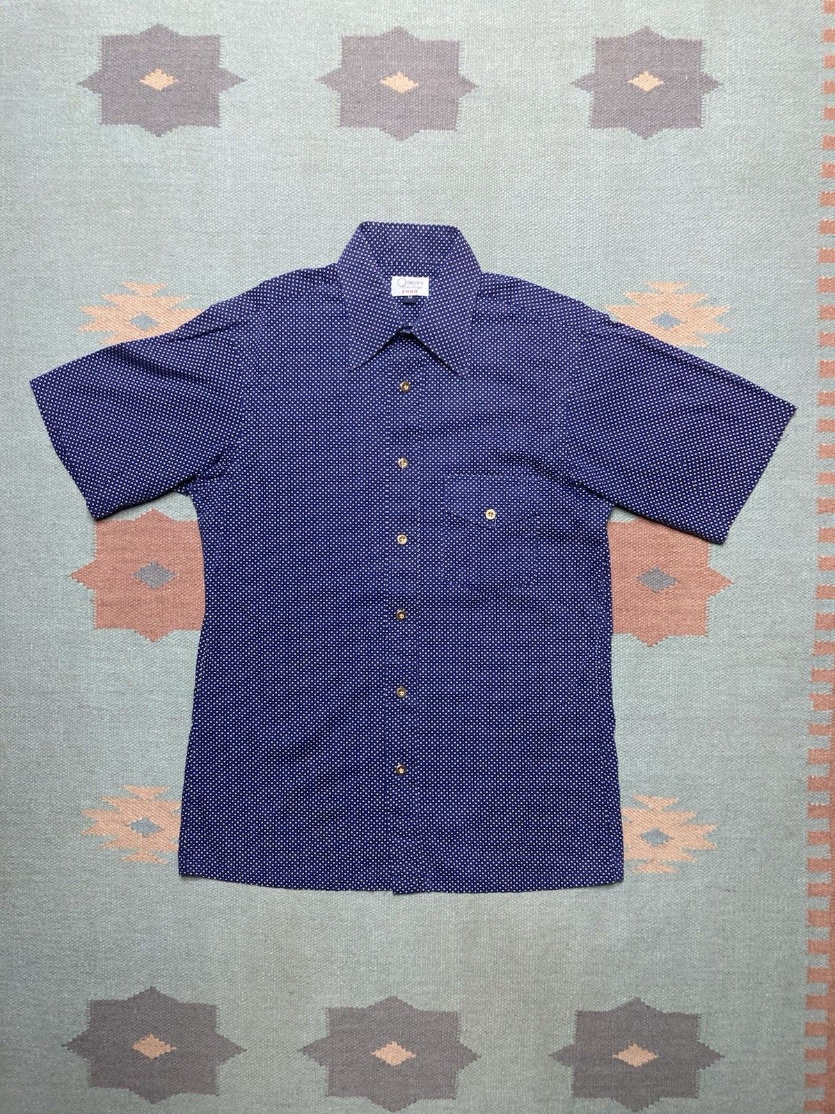 Vintage Vintage 1970s button shirt polka dot indigo blue Enro medium Size US M / EU 48-50 / 2 - 1 Thumbnail