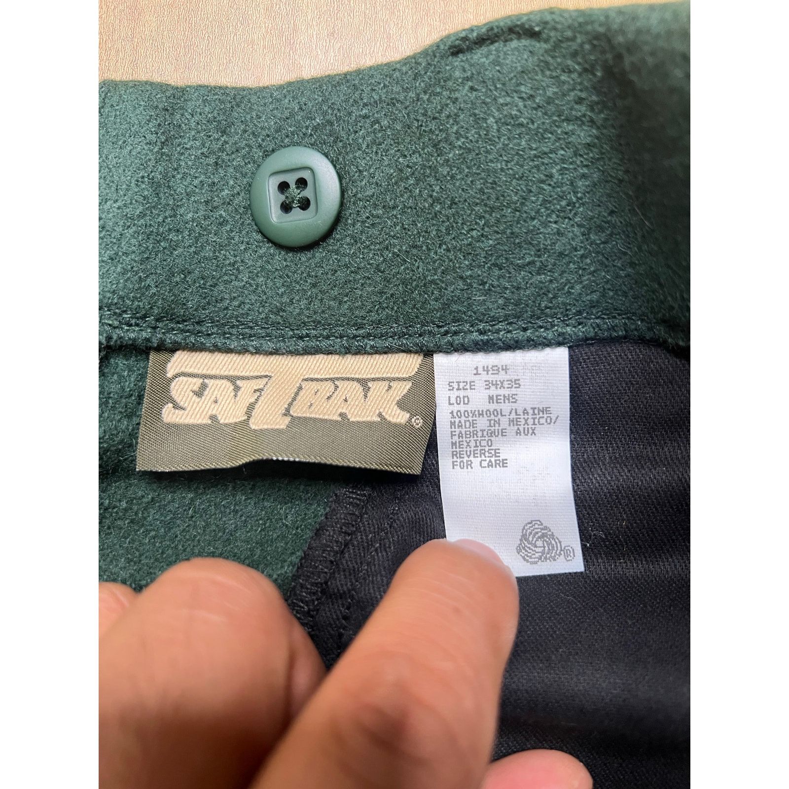 Vintage Vintage 80s Wool Pants Size 34x34 Trousers Rare Green Size US 34 / EU 50 - 4 Thumbnail