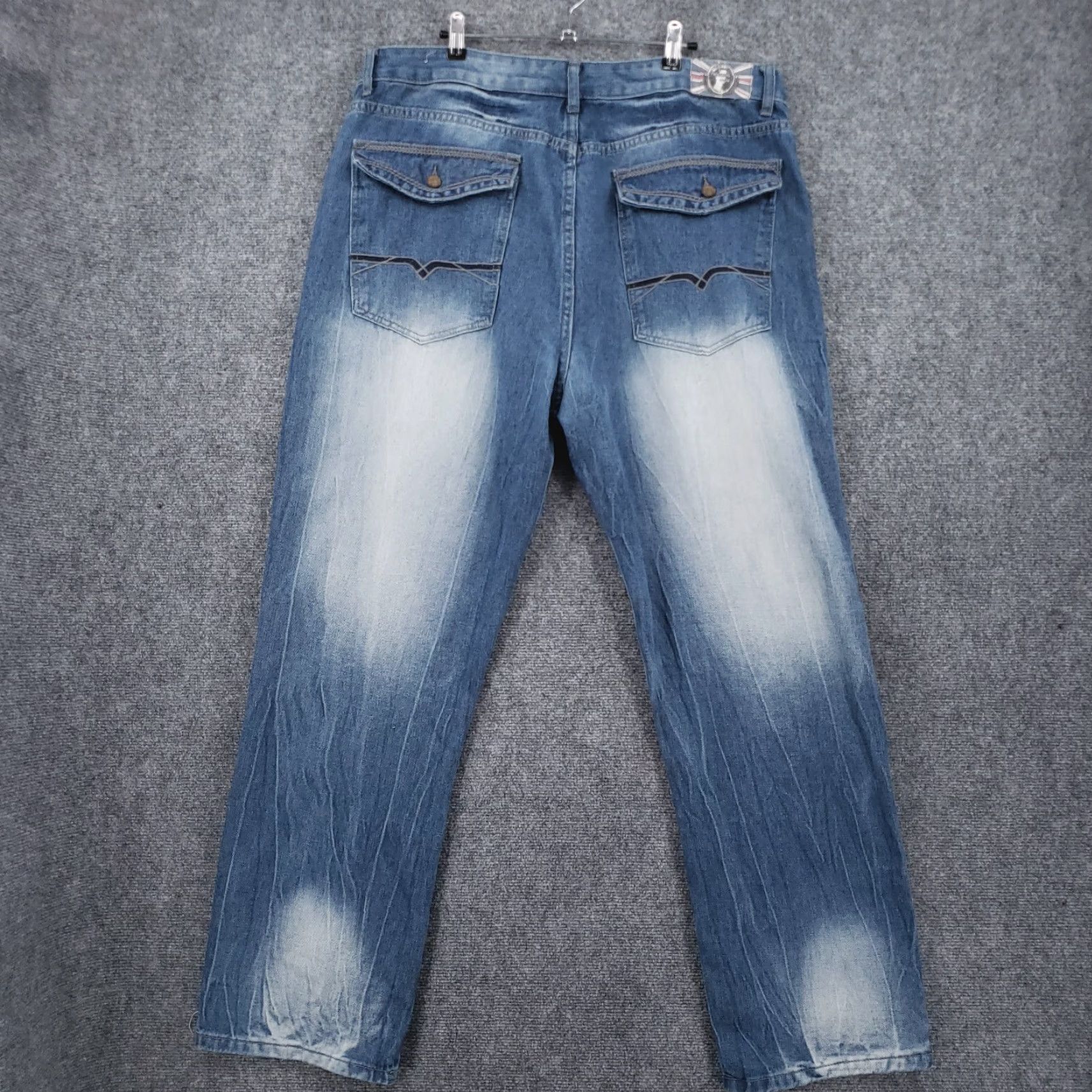 Vintage Monarchy Jeans Mens 40x31 Blue Premium Denim Whiskered Straight Leg Jeans Regular 5-Pocket Blue Monarchy Mens 40x31 Denim Straight Leg Vintage No Size US 40 / EU 56 - 2 Thumbnail