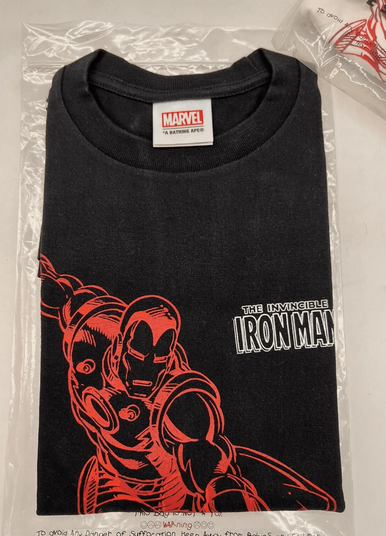 BAPE Marvel outlet Ironman Iron tee Sz Medium Bathing Ape White New Japan Red Avengers