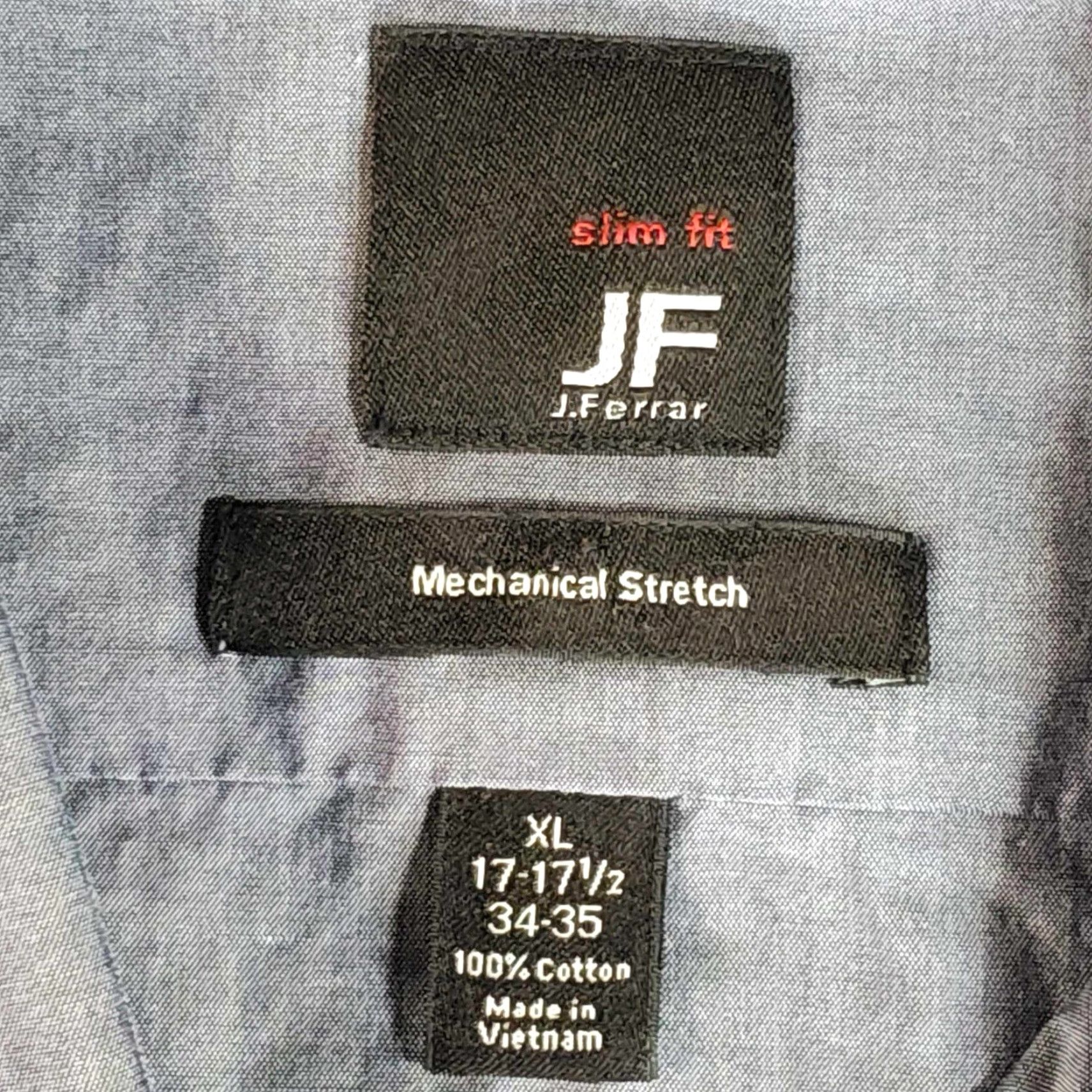 Vintage J Ferrar Shirt Mens XL 17-17.5 Button Up Gray Long Sleeve Cotton Blend Size US XXL / EU 58 / 5 - 2 Thumbnail