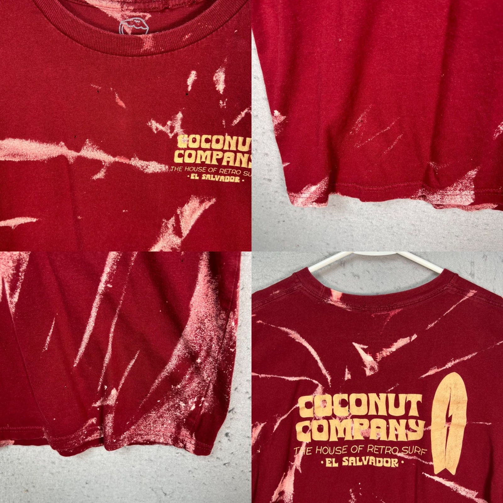 Vintage Coconut Company Womens XL Maroon Red Tie-Dye Surf T Shirt Size XL / US 12-14 / IT 48-50 - 8 Thumbnail