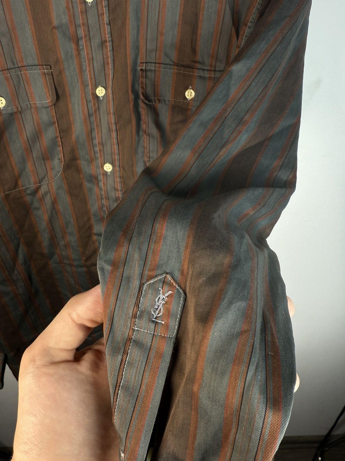 Yves Saint Laurent 90s Brown YSL Shirt Longlseeve France YSL Dress Shirt Size US L / EU 52-54 / 3 - 5 Thumbnail