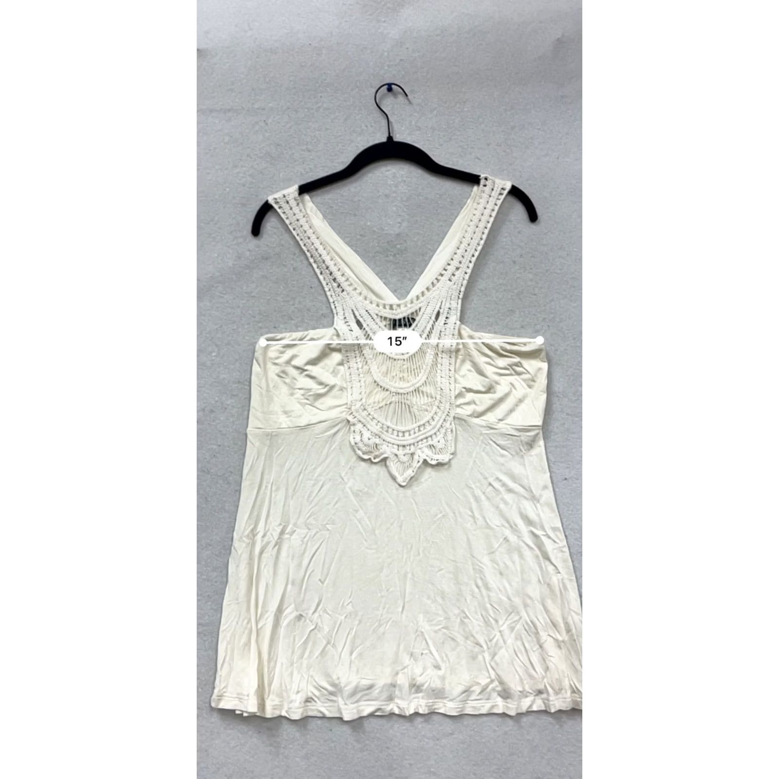 Venus Venus White Tank Top Women's XL Crochet Racerback Cotton Jersey Sleeveless 691A Size XL / US 12-14 / IT 48-50 - 8 Thumbnail