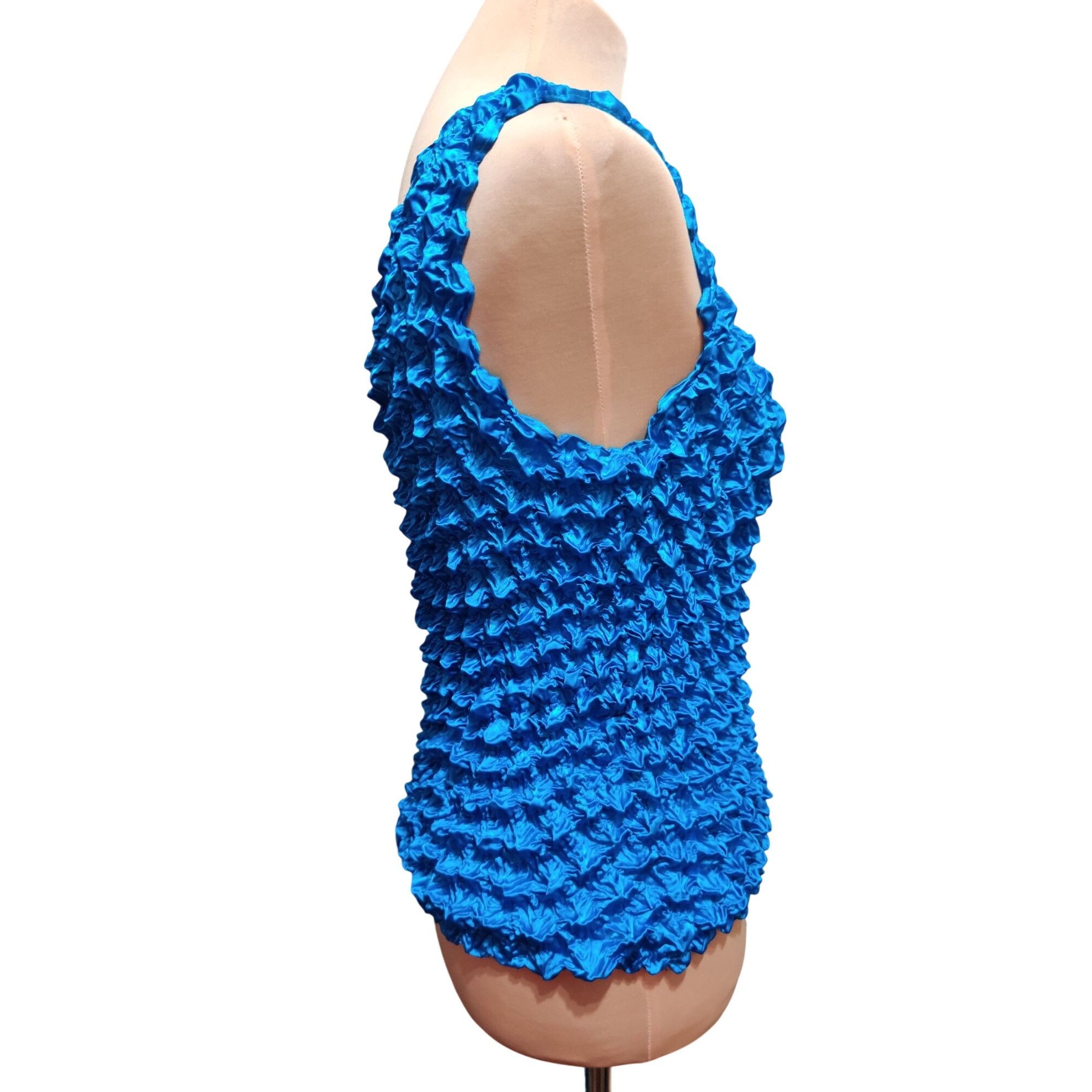 Other Popcorn Tank Top One Size Womens Blue Bubble Crinkle Sleevel Size ONE SIZE - 5 Thumbnail