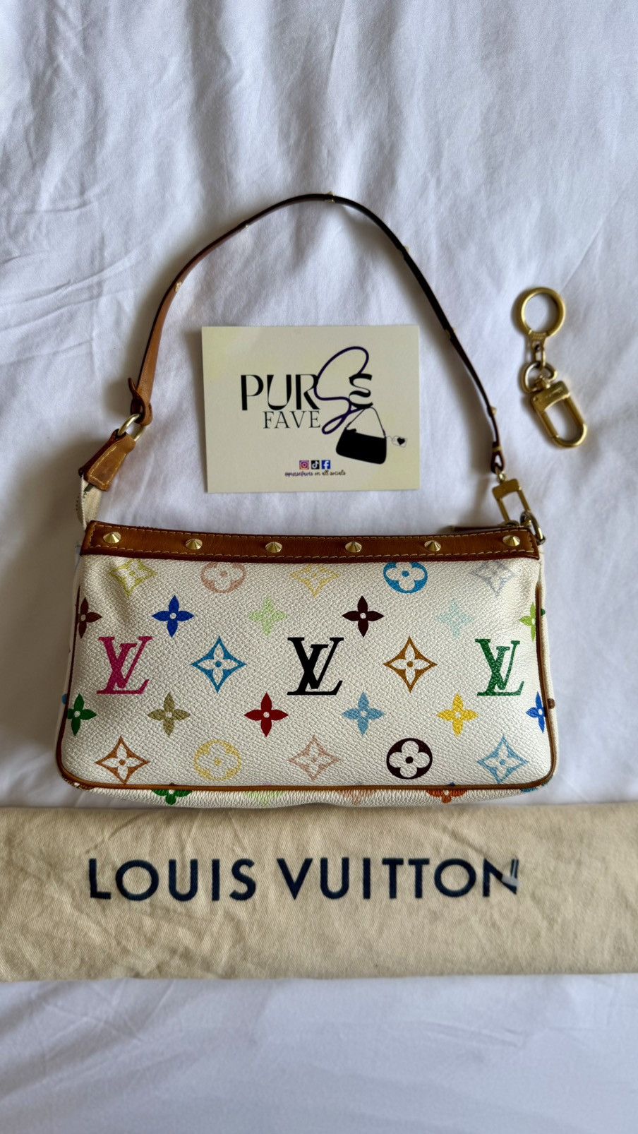 Louis Vuitton × Takashi Murakami Louis Vuitton Takashi Murakami White Multicolor Pochette Bag Size ONE SIZE - 3 Thumbnail