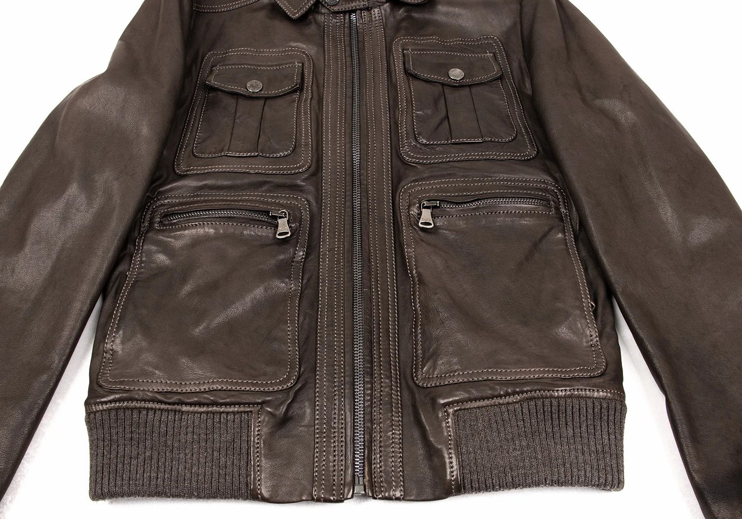 Dolce & Gabbana Pocket Design Quilted Lining Lambskin Leather Blouson Brown Size US S / EU 44-46 / 1 - 9 Thumbnail