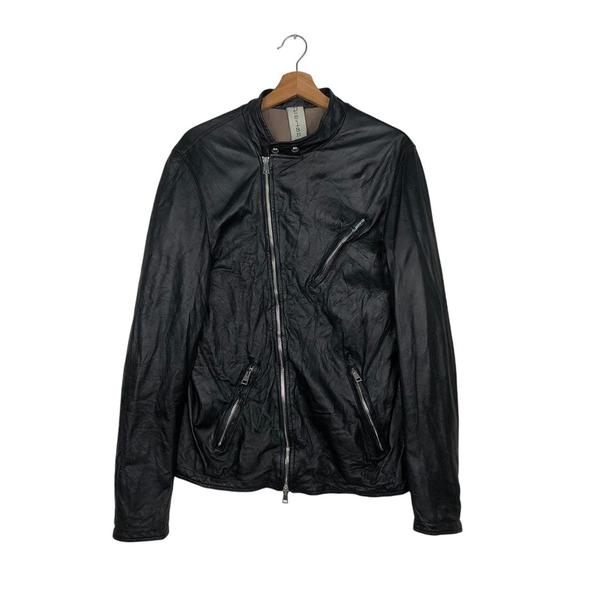 Vera Pelle 🔥CROPPED LEATHER JACKET BIKER ASYMMETRICAL DELAN ITALY Size US M / EU 48-50 / 2 - 3 Thumbnail