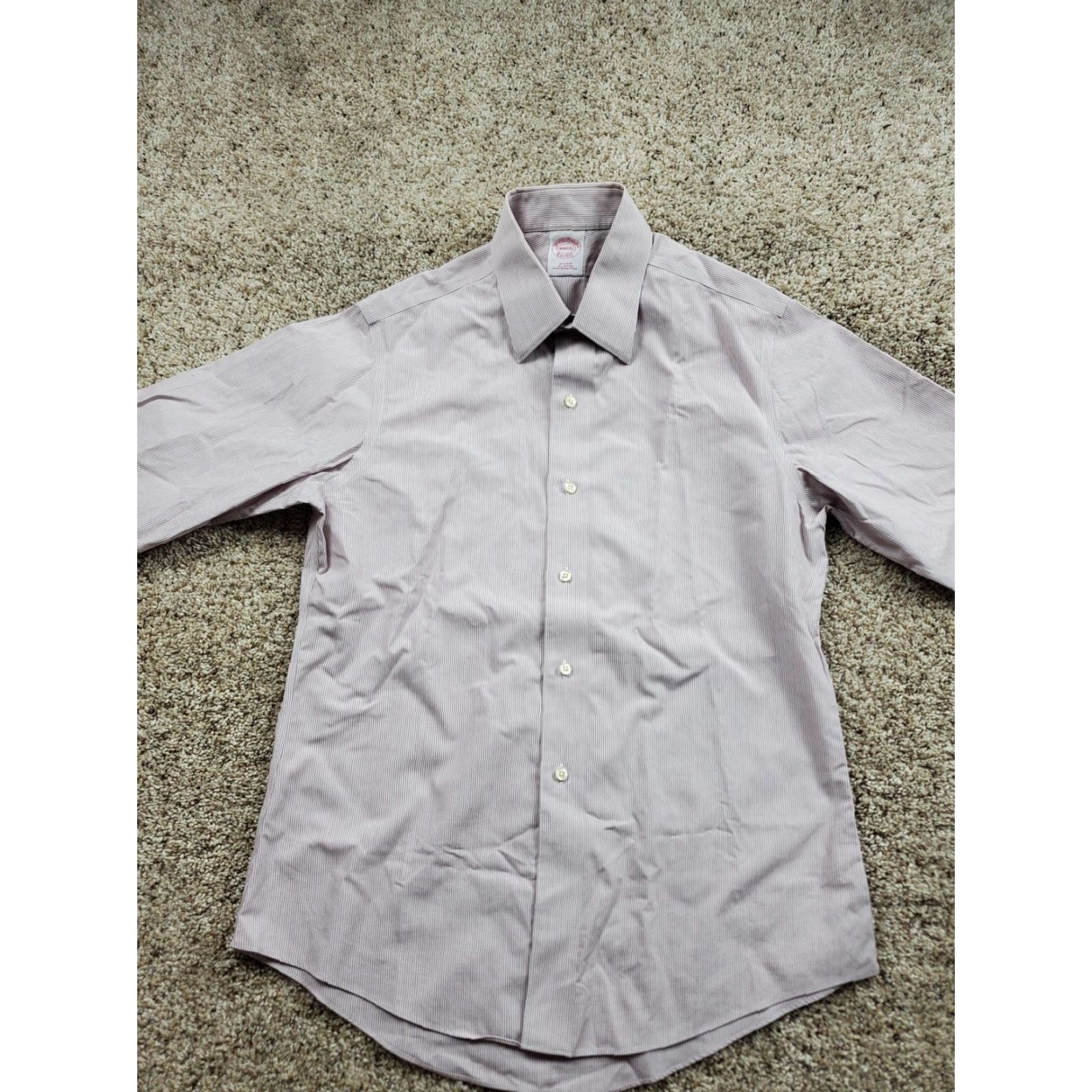 Brooks Brothers Brooks Brothers Dress Shirt Mens 15.5 White Red Pinstriped Cotton Point Collar Size 42R - 4 Thumbnail