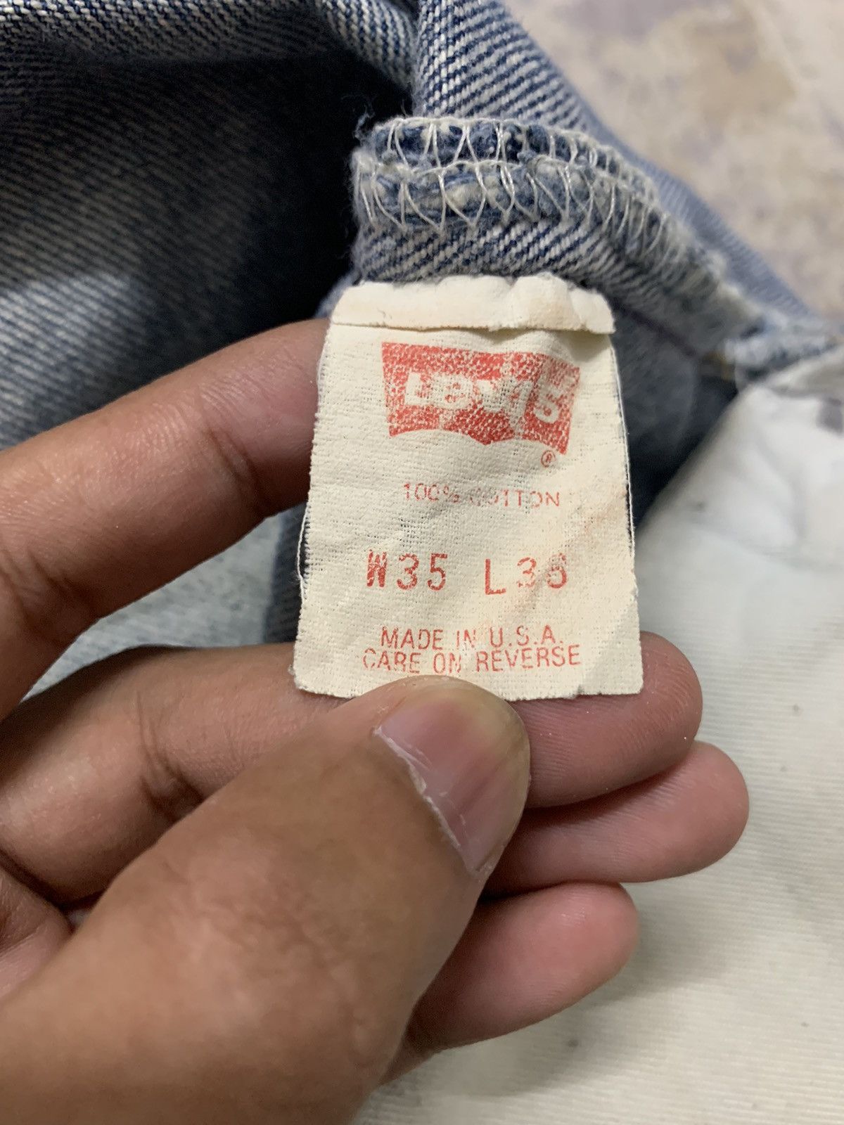 Jean Vintage 80s Sashiko Reworked Levis 501 Distressed Jeans Size US 34 / EU 50 - 22 Thumbnail