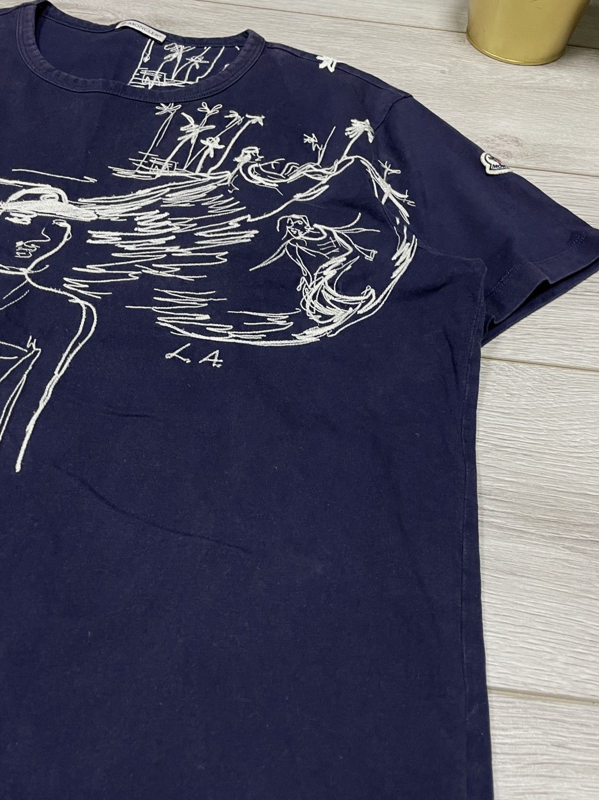Moncler Moncler Jean Philippe garment washed tee t-shrit embroidered Size US XL / EU 56 / 4 - 7 Thumbnail