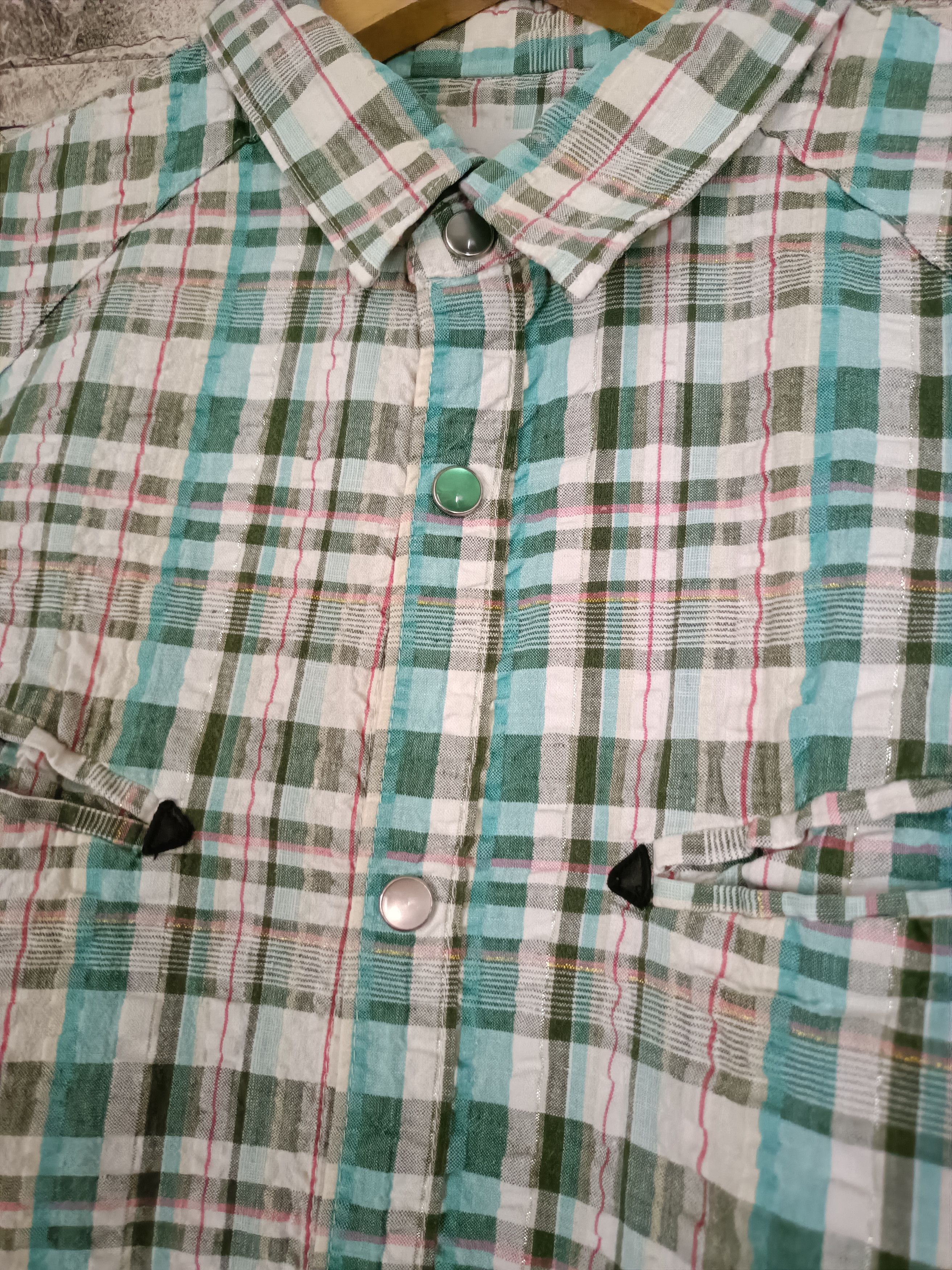 SHIPS Ships jet blue crinkle gem buttons shirt Size US L / EU 52-54 / 3 - 3 Thumbnail