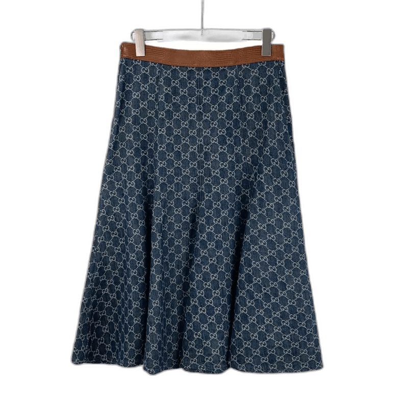 Gucci Gucci Dark Blue Logo Cotton Denim Skirt-2505 Size 41" - 1 Thumbnail