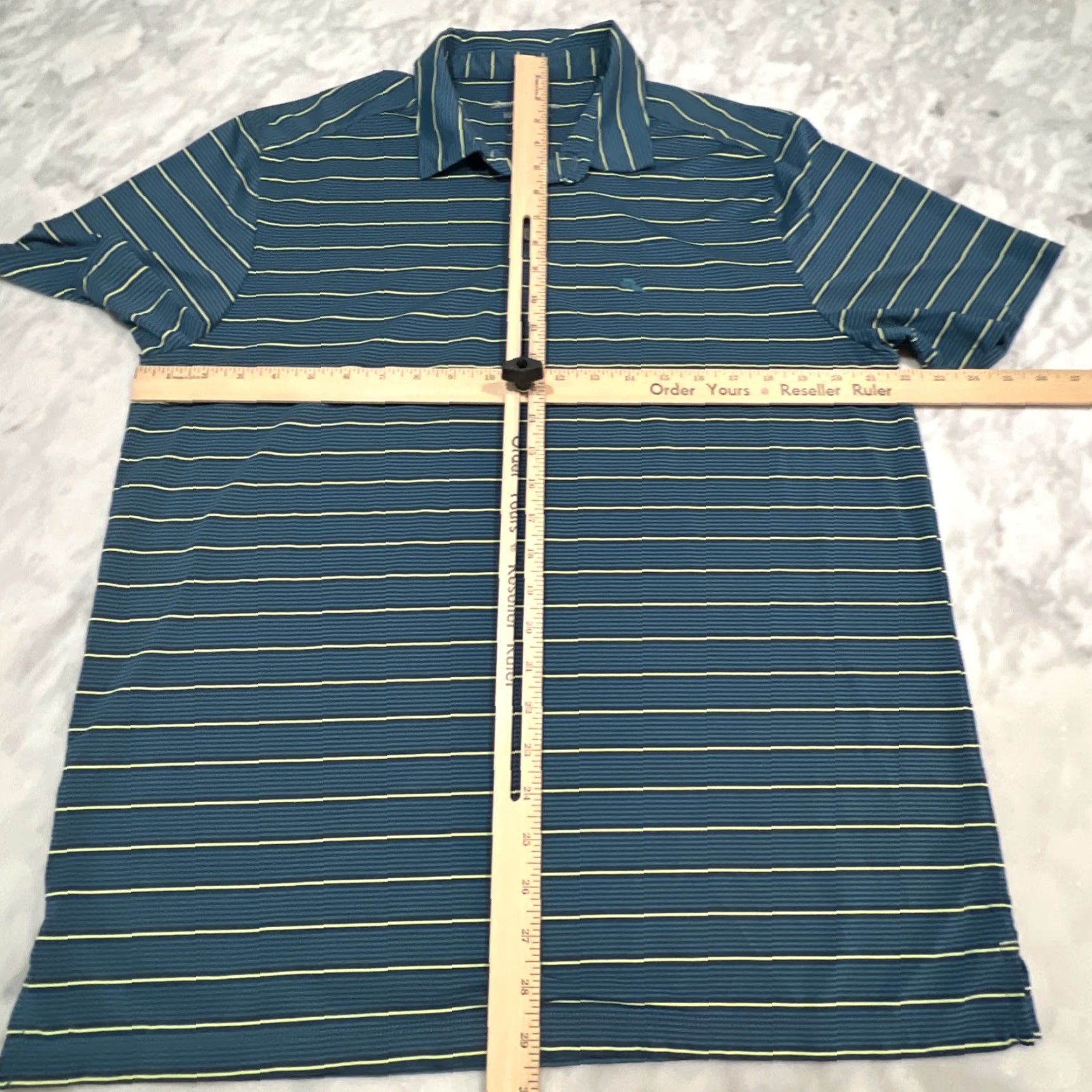 Tommy Bahama Tommy Bahama Island Zone Polo Shirt Mens Large Green Striped Short Sleeve Light Size US L / EU 52-54 / 3 - 6 Thumbnail