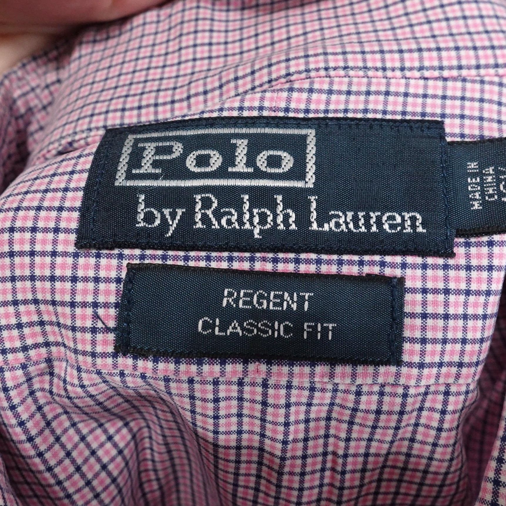 Polo Ralph Lauren VINTAGE Polo Ralph Lauren Dress Shirt Men 16.5 Regular Fit Check Cotton Pink Blue 90s Business Casual Size 42R - 6 Thumbnail