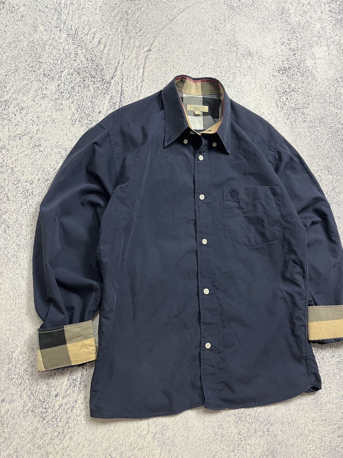 Burberry × Vintage Vintage Burberry Brit Nova Check Navy Button Up Shirt M Size US M / EU 48-50 / 2 - 4 Thumbnail