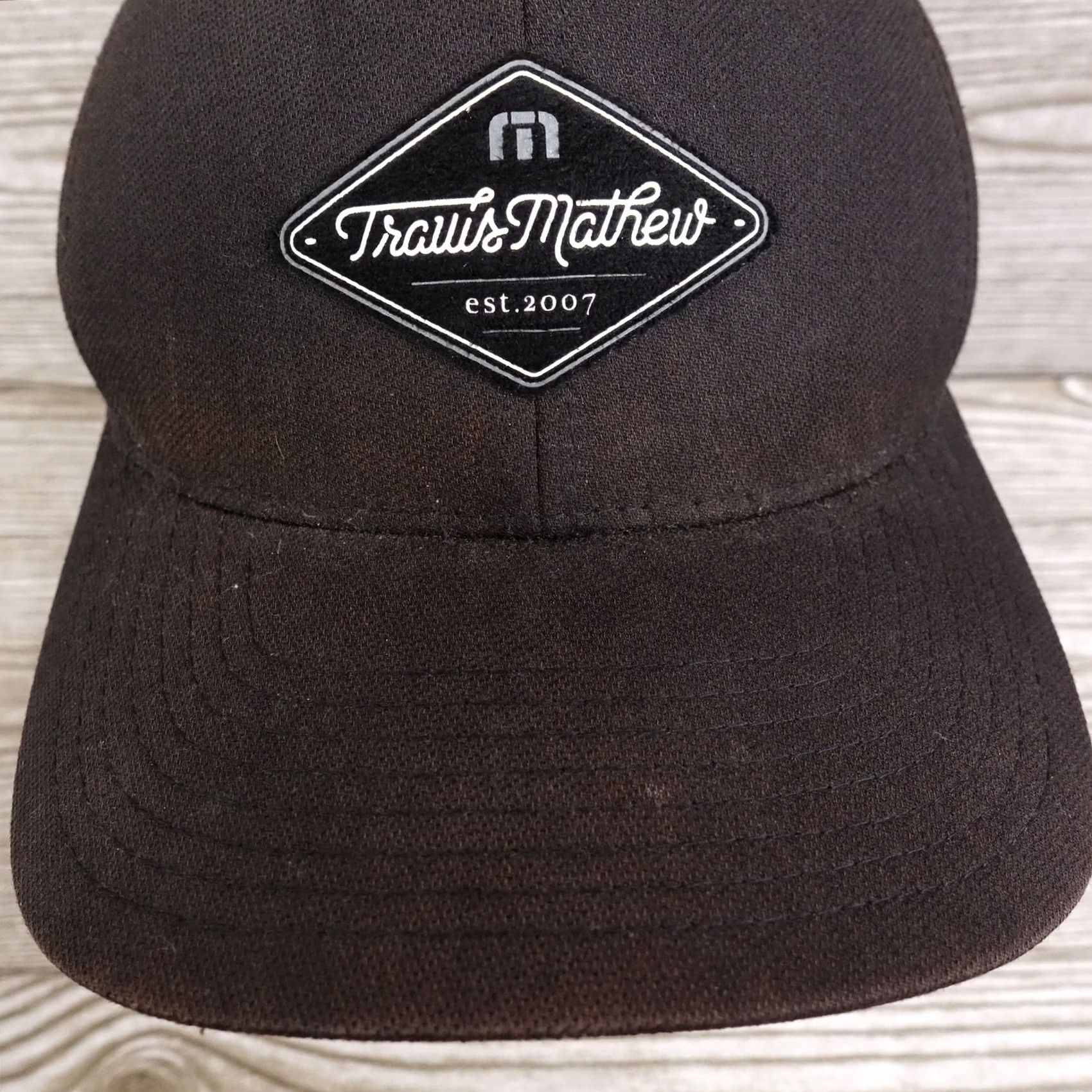 TravisMathew TRAVIS MATHEW BLACK ADJUSTABLE CURVE SNAPBACK BASEBALL HAT CAP STAINED UNISEX ADULT ONE SIZE CAP BLACK CAP Size ONE SIZE - 3 Thumbnail