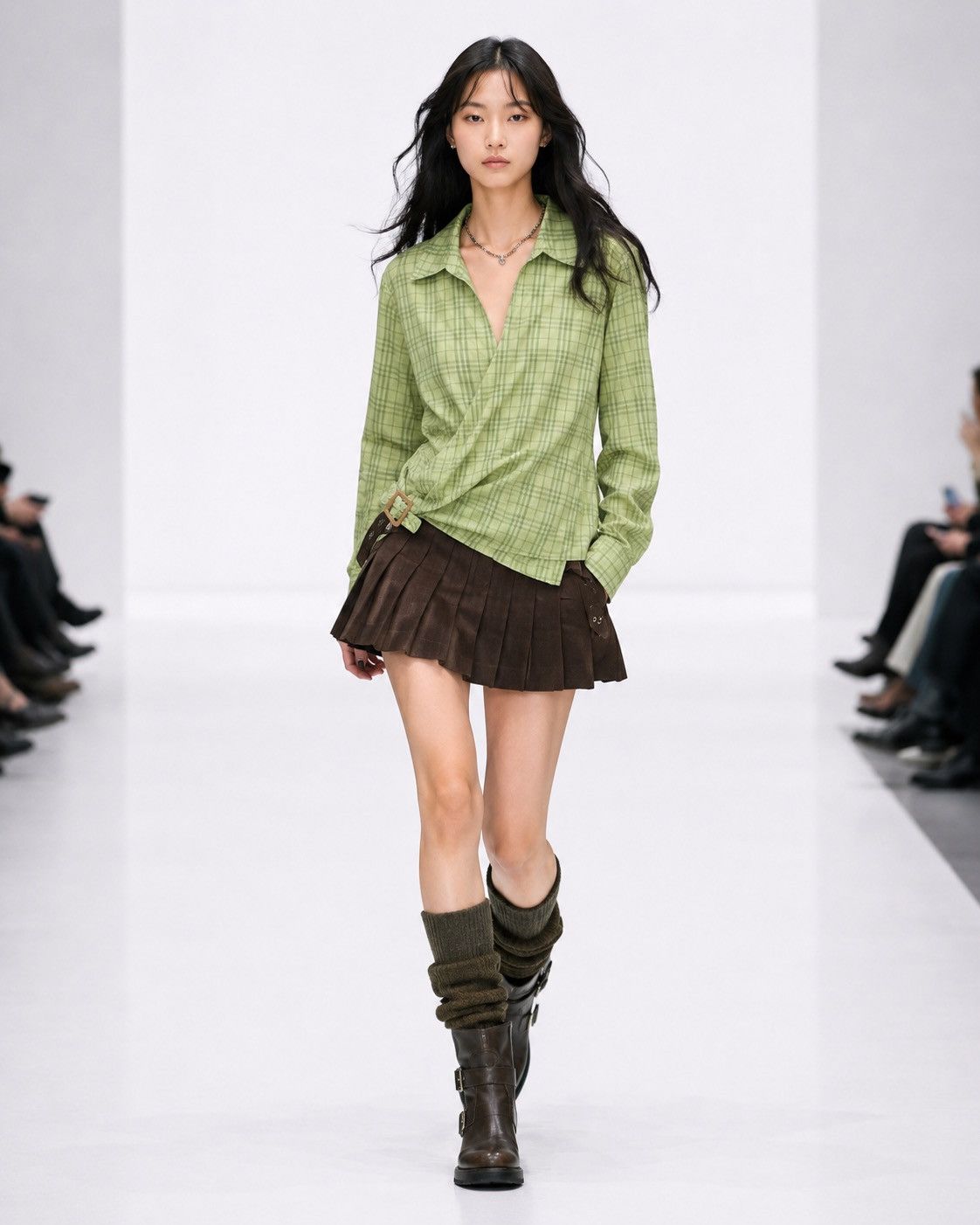 Burberry ‼️LAST DROP‼️Burberry London Green Check Wrap Blouse Cropped Size S / US 4 / IT 40 - 1 Thumbnail
