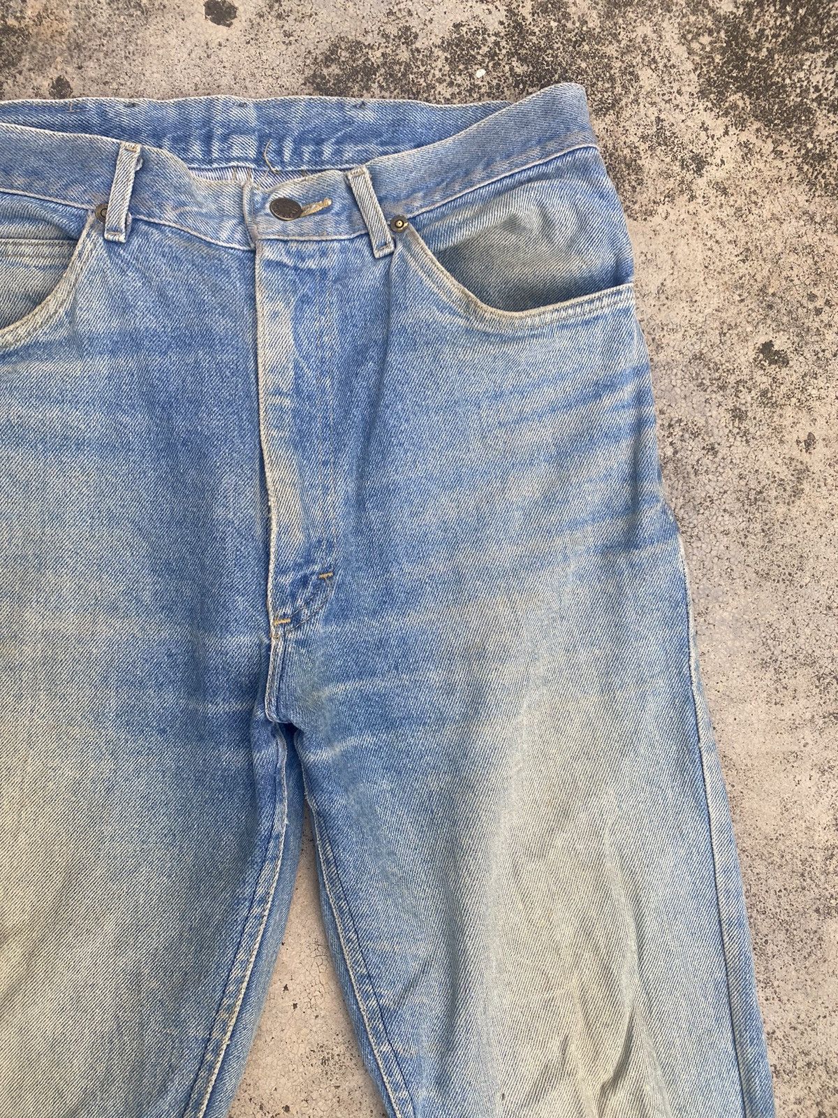 Lee × Vintage Flare Jeans Vintage 90s Lee Distressed Faded Blue Bootcut Size US 30 / EU 46 - 9 Thumbnail