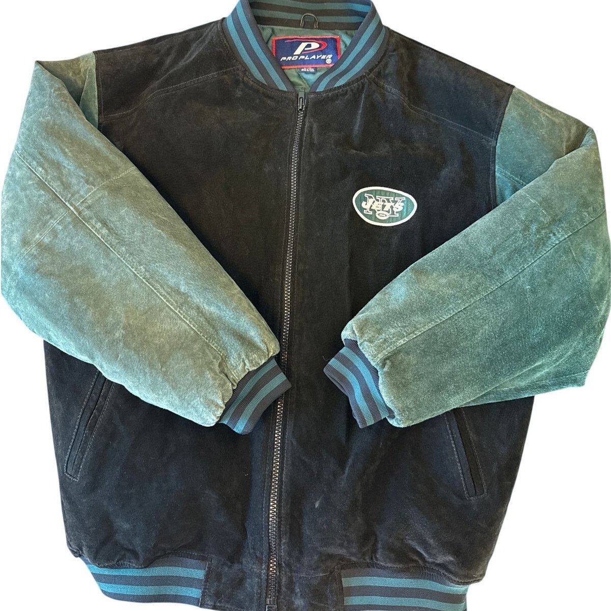 Pro Player Vintage New York Jets Suede Bomber Jacket - Rare Retro NFL Size US XL / EU 56 / 4 - 1 Thumbnail