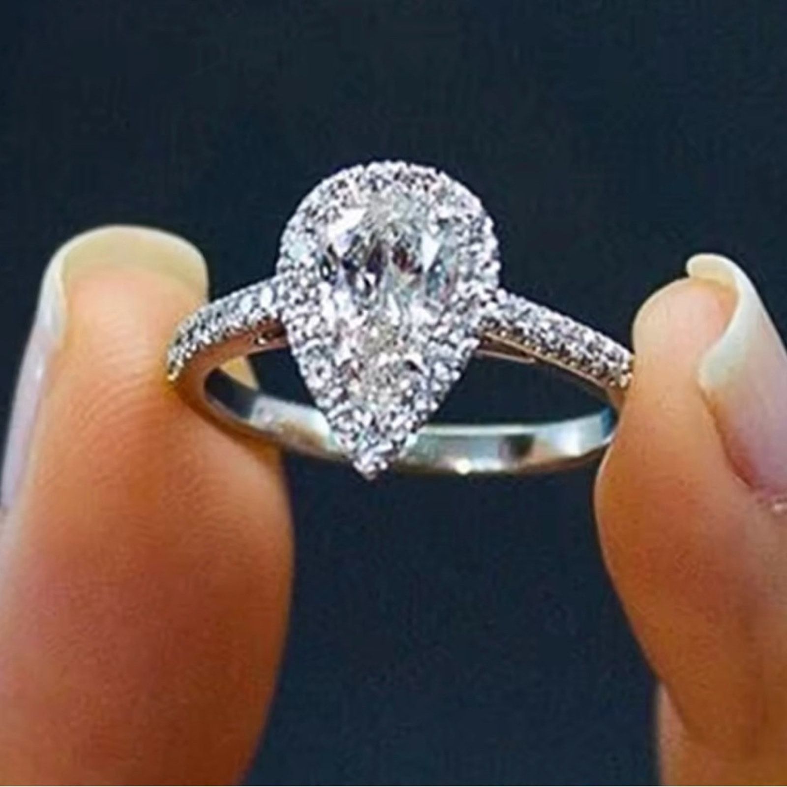 Other Water Drop Women Ring Micro Paved Crystal Zircon Ring 7, 8 Size ONE SIZE - 1 Thumbnail