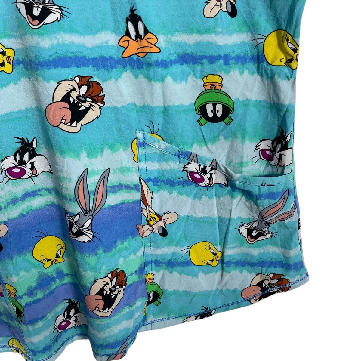 Vintage Looney Tunes All Over Print Scrub Top Tweety Bugs Bunny Size M / US 6-8 / IT 42-44 - 5 Thumbnail