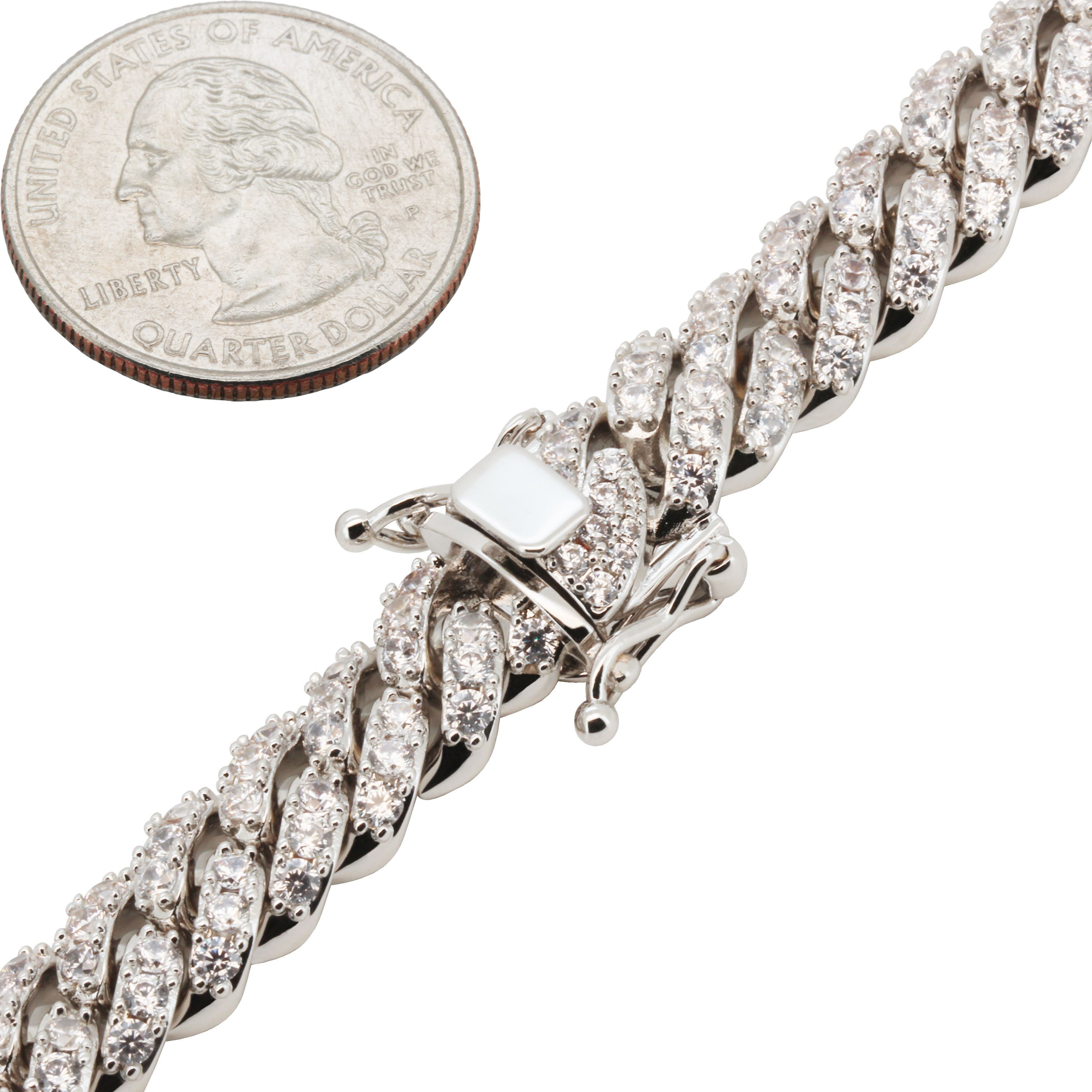 Other 14k White Gold Plated AAA CZ 10mm Cuban Link Bracelet 8” Size ONE SIZE - 2 Thumbnail