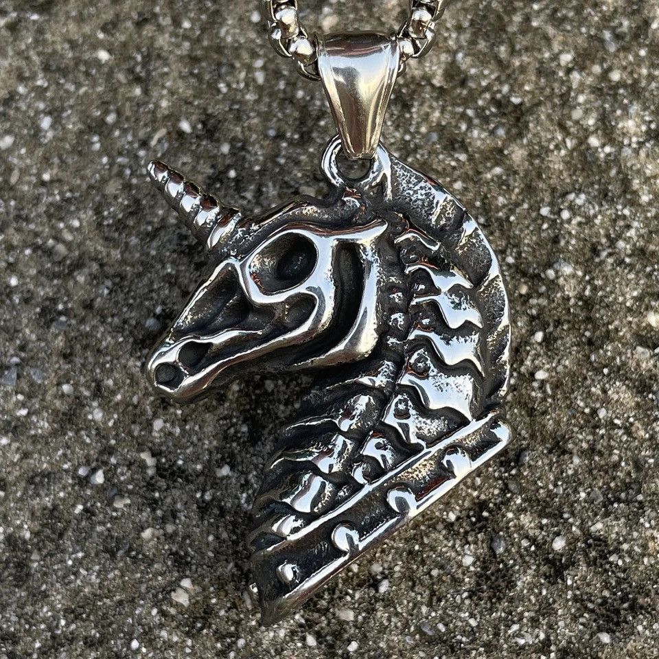 Jewelry × Vintage Unique Skull Horse Unicorn Pendant Necklace Size ONE SIZE - 4 Thumbnail