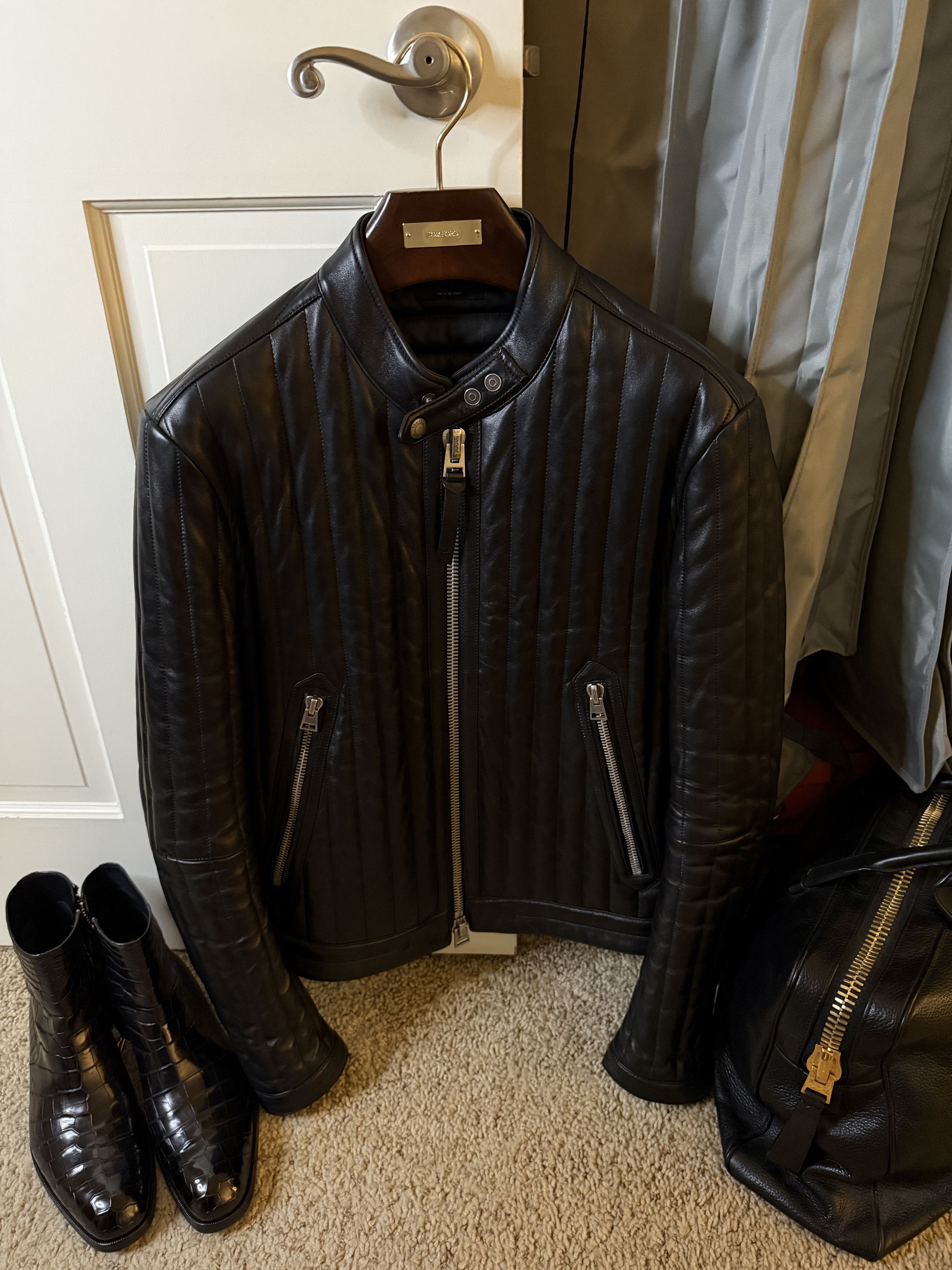 Tom Ford Ultimate New $8,200 w/tax Channel Quilted Cafe Racer Size US L / EU 52-54 / 3 - 1 Thumbnail