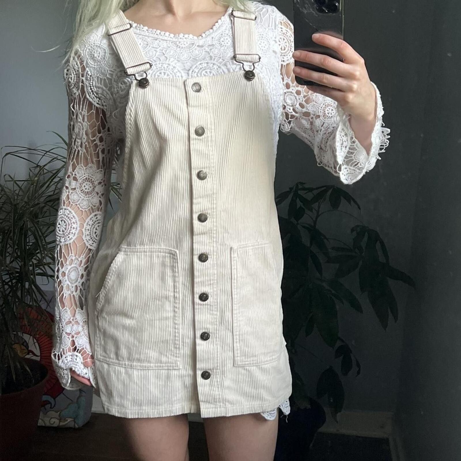 Forever 21 Forever 21 Women's Cream Overall Dress Size M / US 6-8 / IT 42-44 - 7 Thumbnail