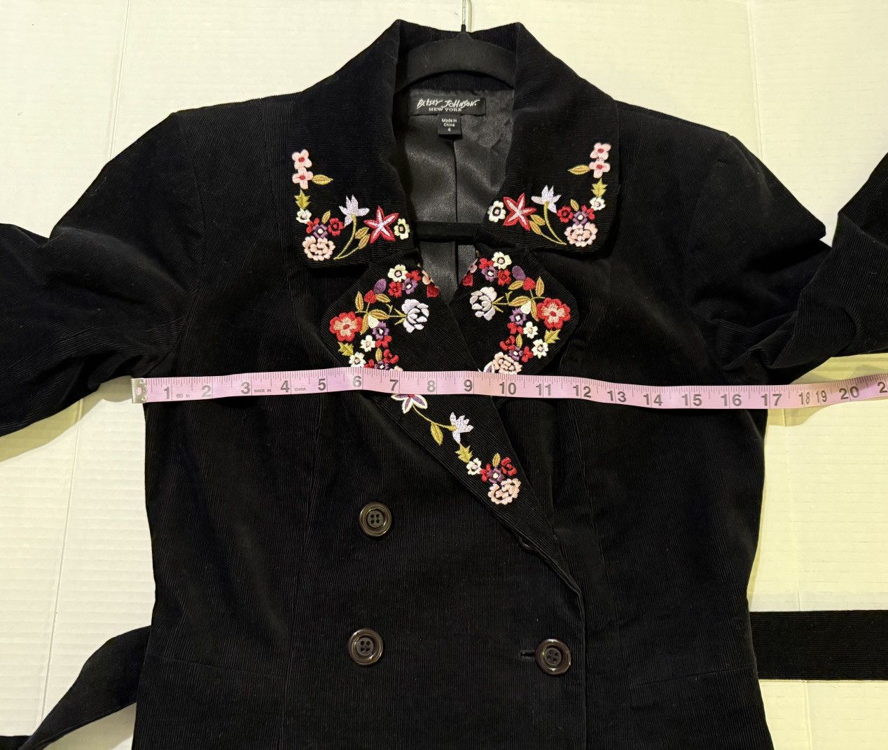 Betsey Johnson Betsey Johnson Black Corduroy Double Breasted Trench Coat Size S / US 4 / IT 40 - 8 Thumbnail