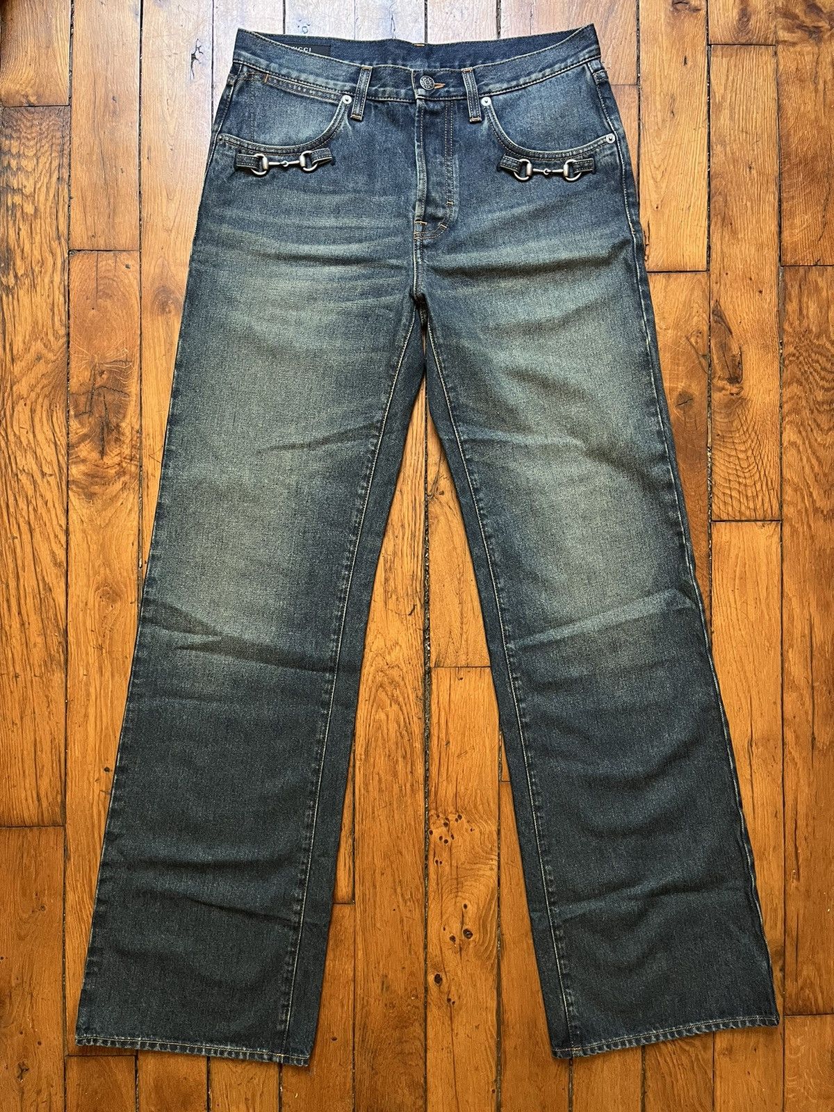 パンツ SS26 Gucci Demna Horsebit Washed Denim Gucci Gucci Demna Horsebit Washed Denim Jean | Grailed