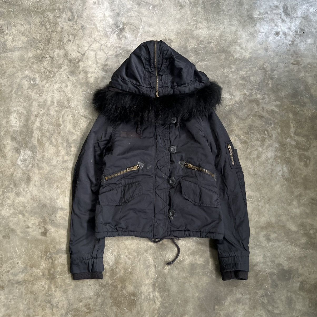 14th Addiction 2000s Moussy Apocalypse Style Fur Hooded Bomber Jacket Size US M / EU 48-50 / 2 - 1 Thumbnail